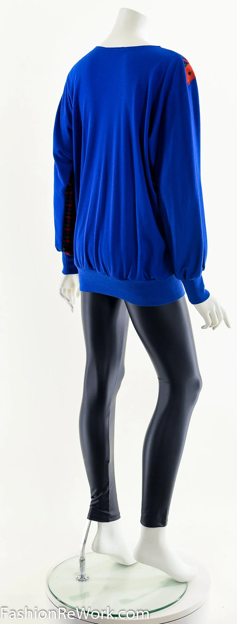 Cobalt and Plaid Asymmetric Sweatshirt by Fettucini - Image 6