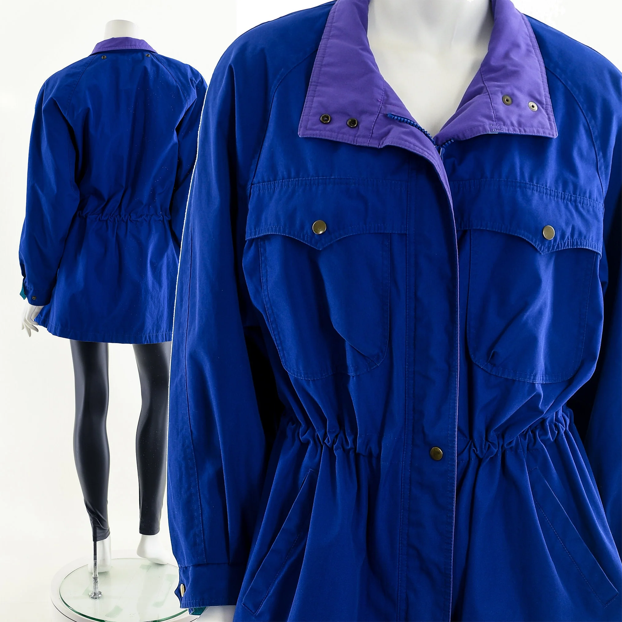 Cobalt Blue Windbreaker Anorak Jacket by London Fog - Image 3