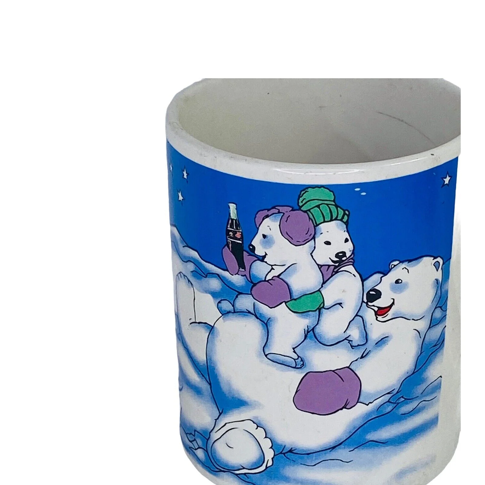 ☆ Coca Cola Polar Bear Mug Cup Coffee Coke Gibson 1999 Snow Winter Holiday Vntg - Image 3
