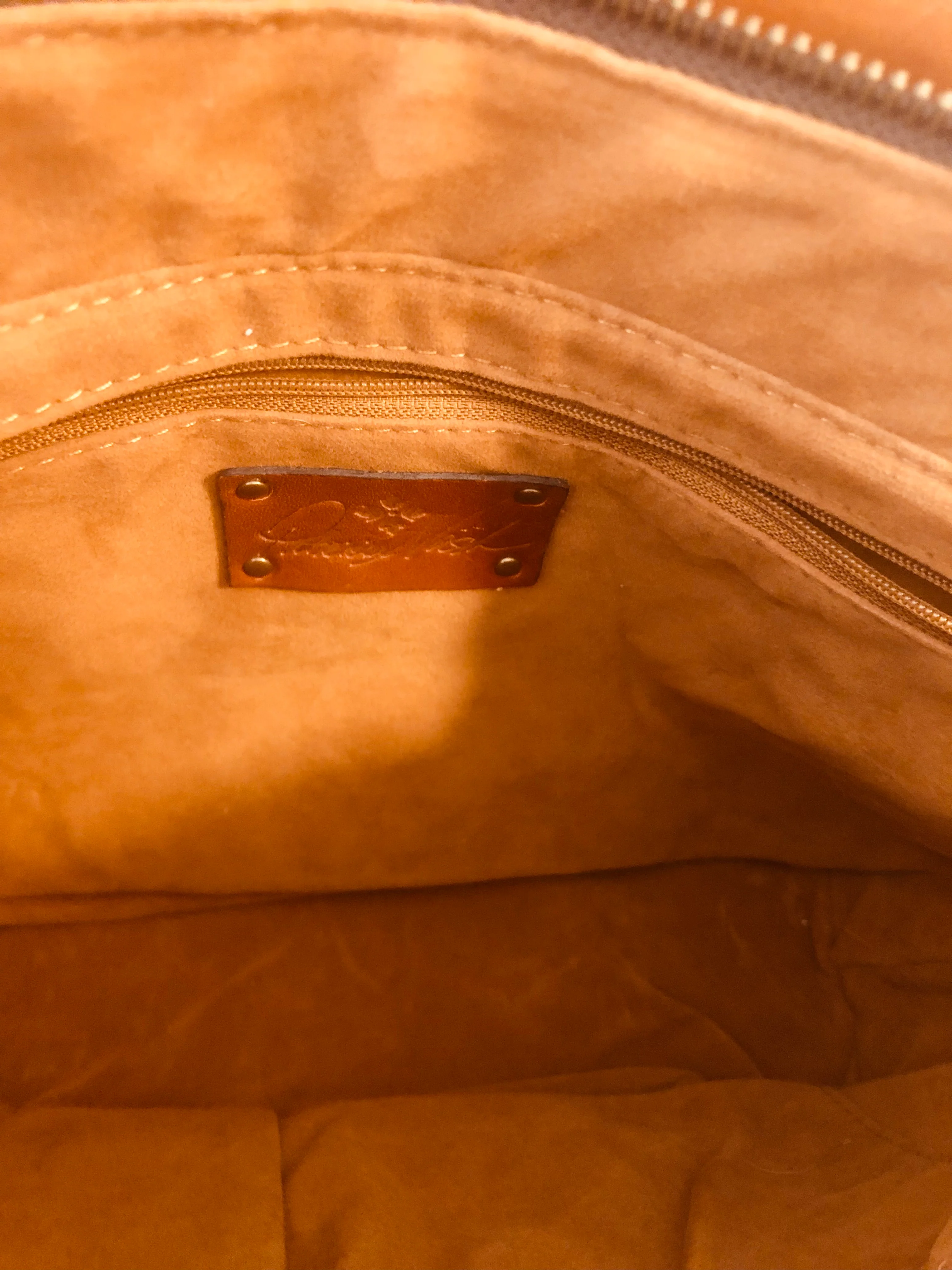 Cognac Leather Tooled Tote With Braided Straps By Patricia Nash - Image 6