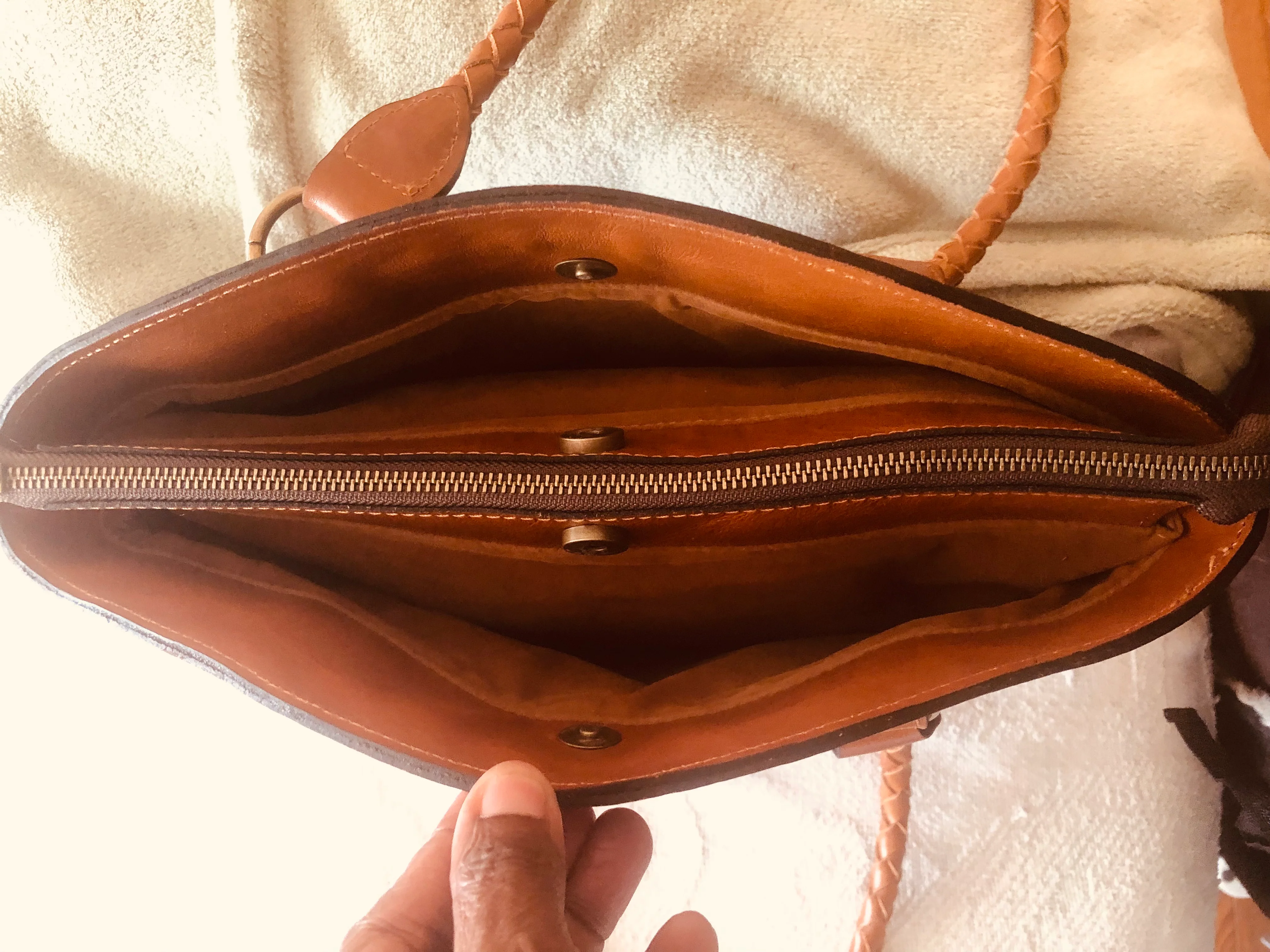 Cognac Leather Tooled Tote With Braided Straps By Patricia Nash - Image 8