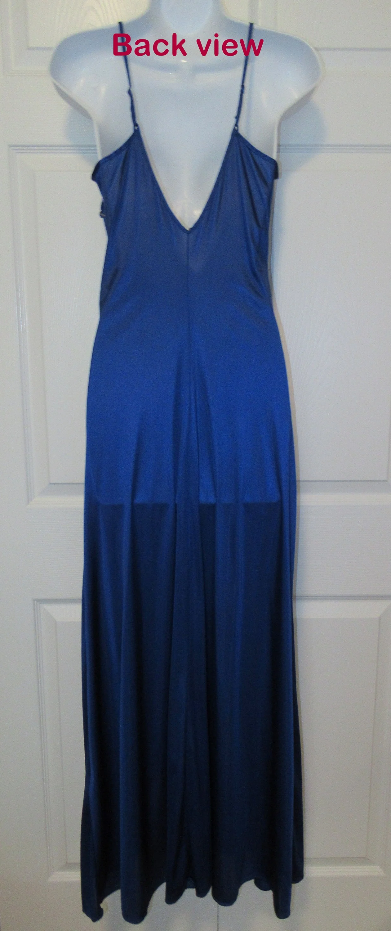Colesce Couture Nightgown Cobalt Blue Low Cut Lace Full Length Front Flap Opening Lace Front and Side Trim - Image 10