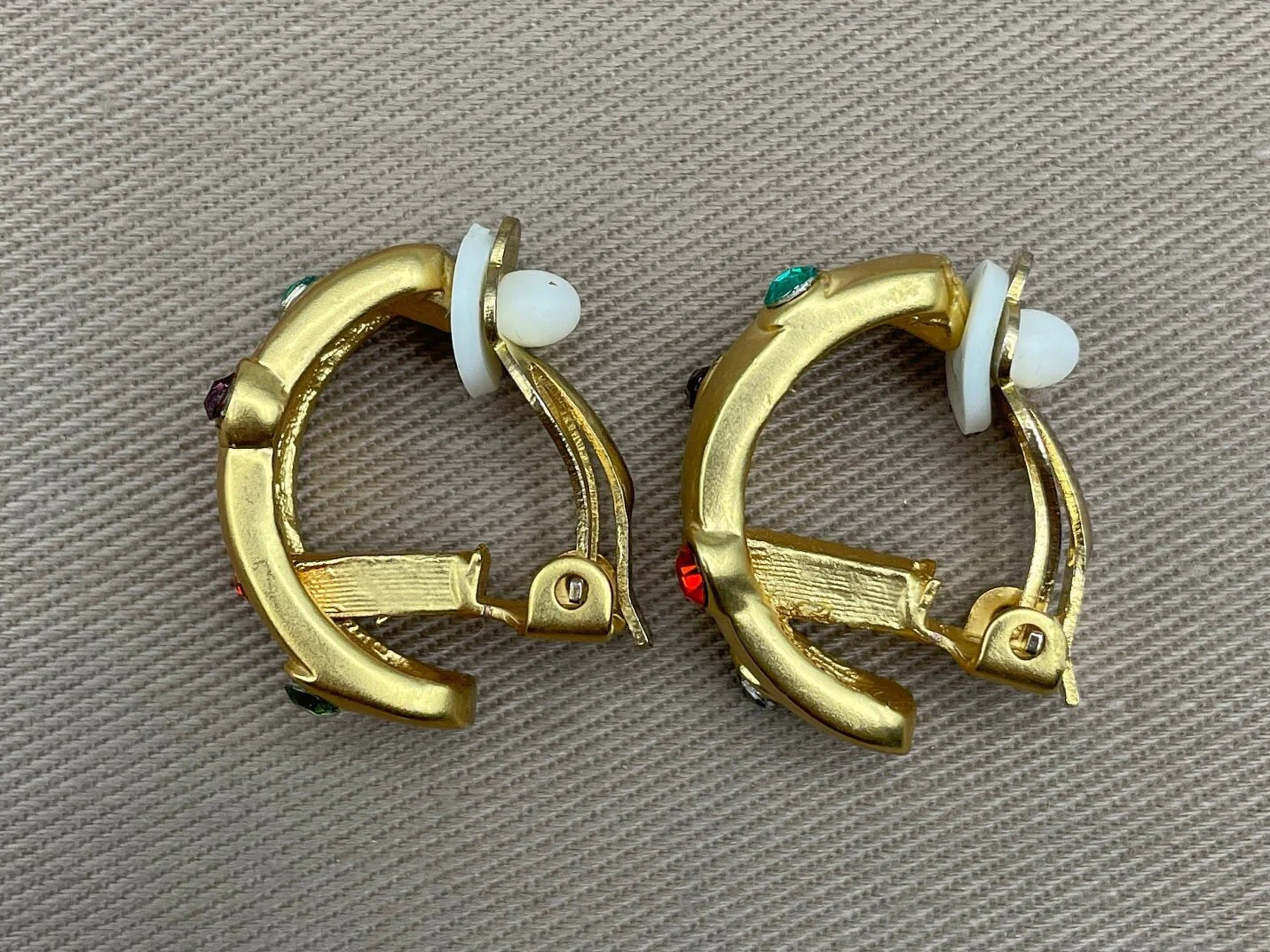 Colorful Stone Half Hoop Clip-On Statement Earrings - Image 2