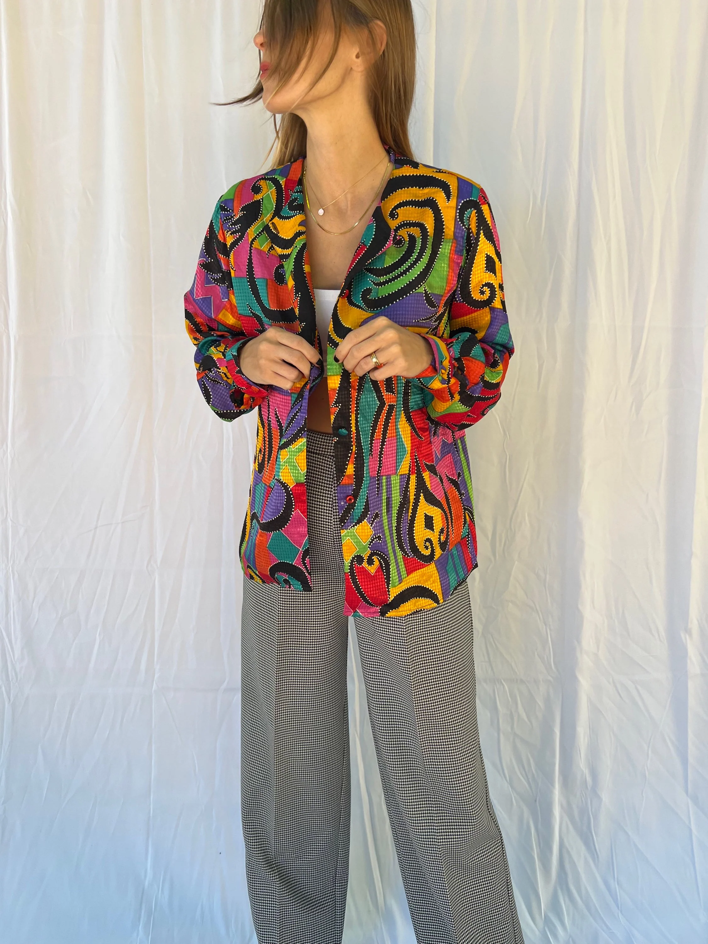 Colorful Vibrant Print Shirt Jacket by Pierre Cardin - Image 2