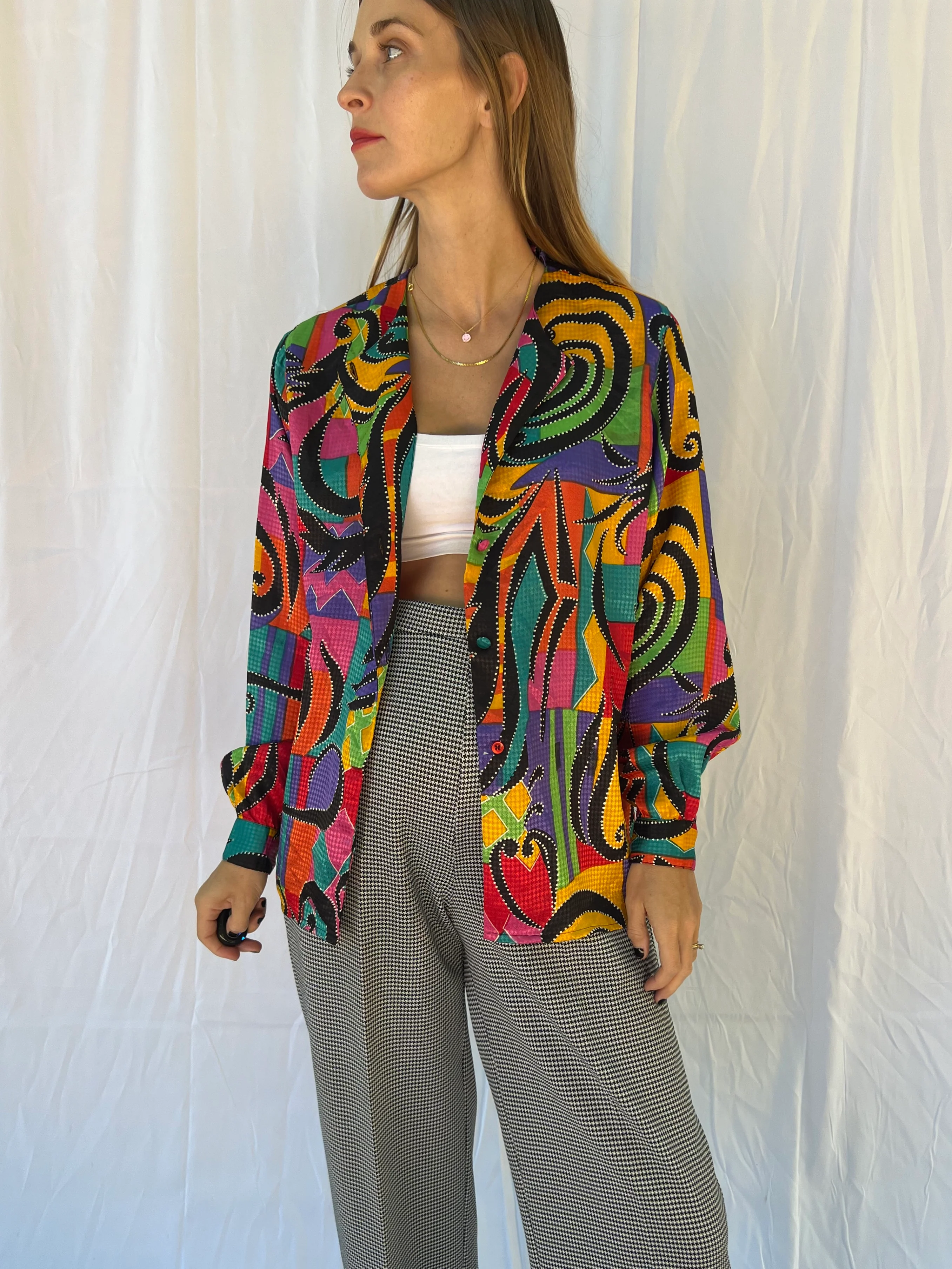Colorful Vibrant Print Shirt Jacket by Pierre Cardin - Image 6