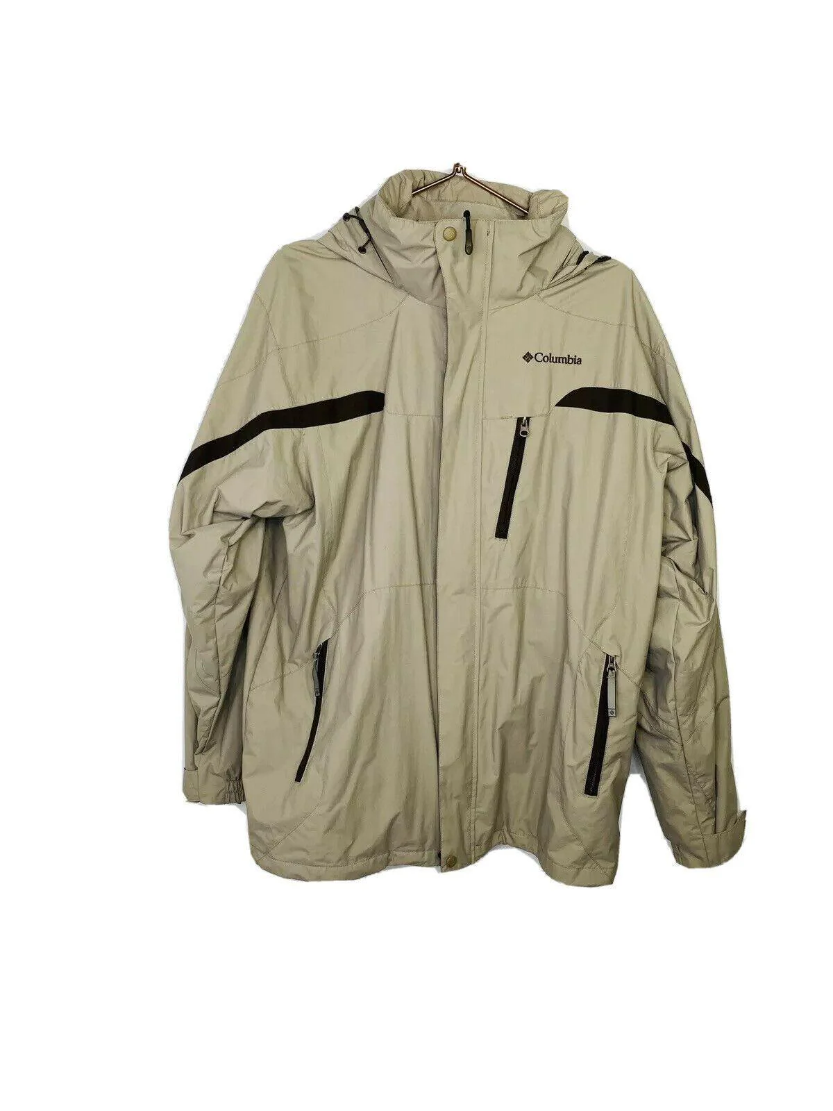 Columbia Sportswear Jacket Mens Large Nylon Hooded Jacket Tan Brown by Columbia - Image 2