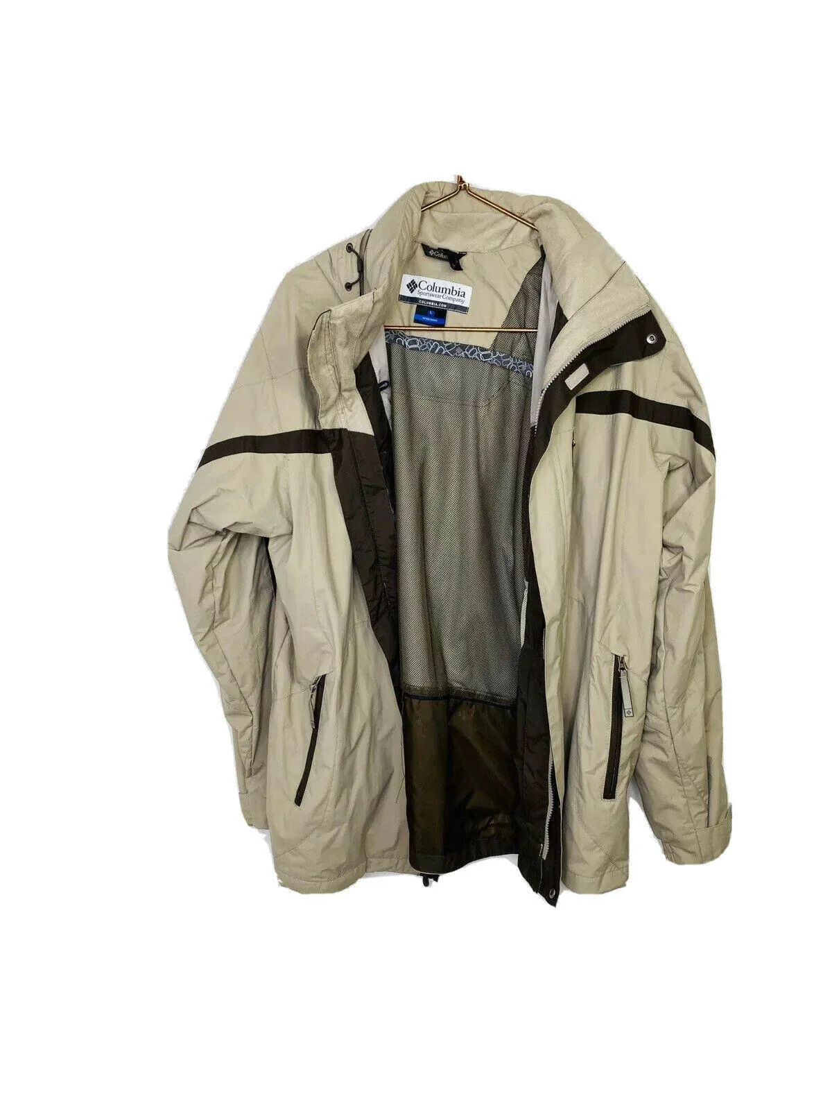 Columbia Sportswear Jacket Mens Large Nylon Hooded Jacket Tan Brown by Columbia - Image 6