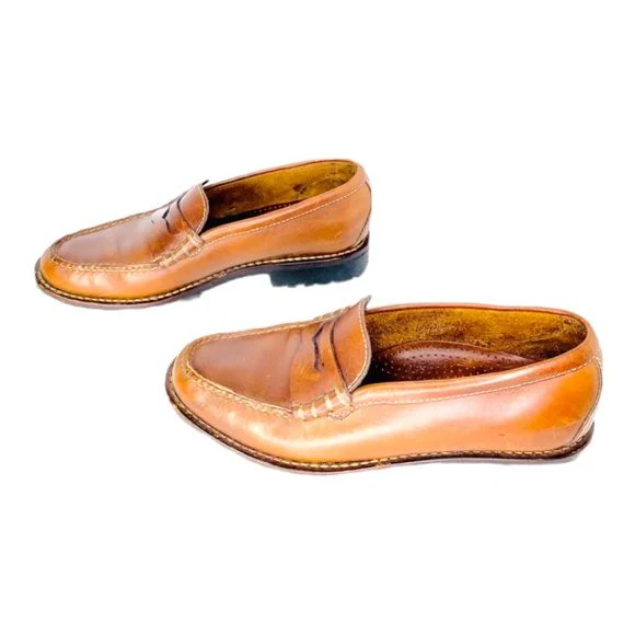 Comfort Flex Penny Loafers Brown Tan Leather Shoes Vintage 7. 5aa by Cole Haan - Image 10