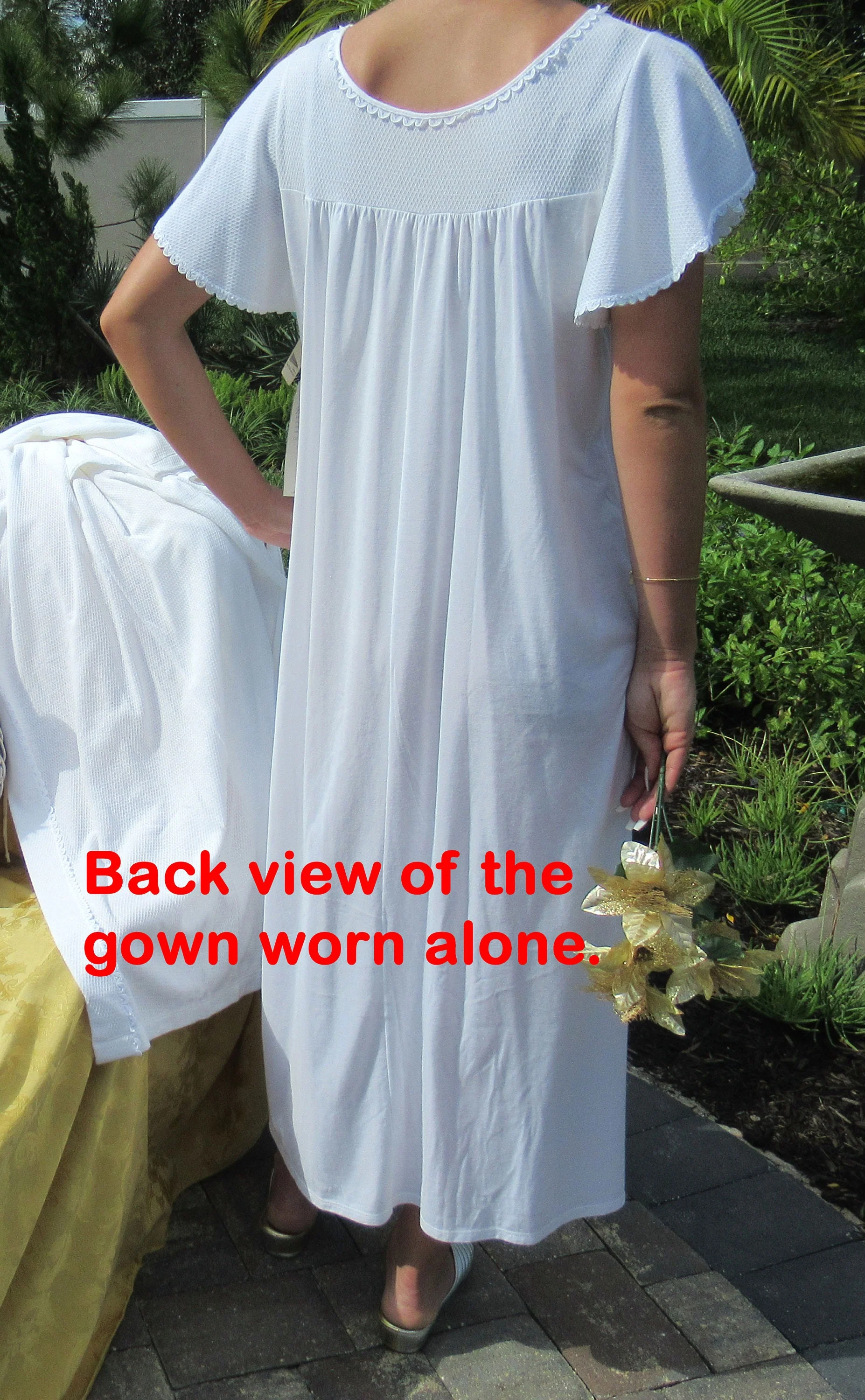 Comforts Robe and Nightgown Waffle Weave White Set Wrap Front Robe Angel Wing Gown Original Shadowline by Shadowline - Image 10