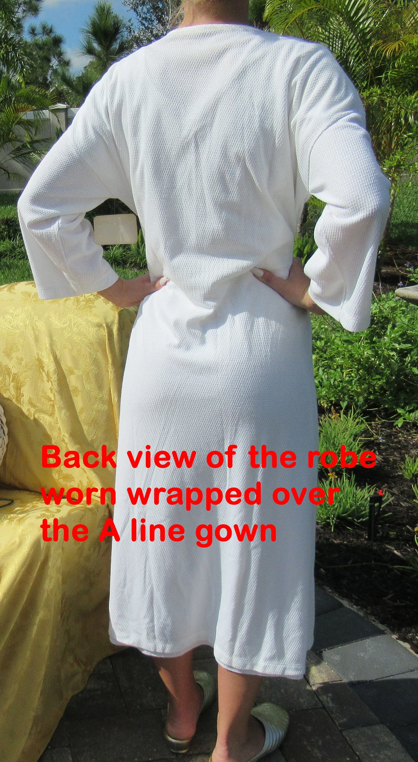 Comforts Robe and Nightgown Waffle Weave White Set Wrap Front Robe Angel Wing Gown Original Shadowline by Shadowline - Image 11