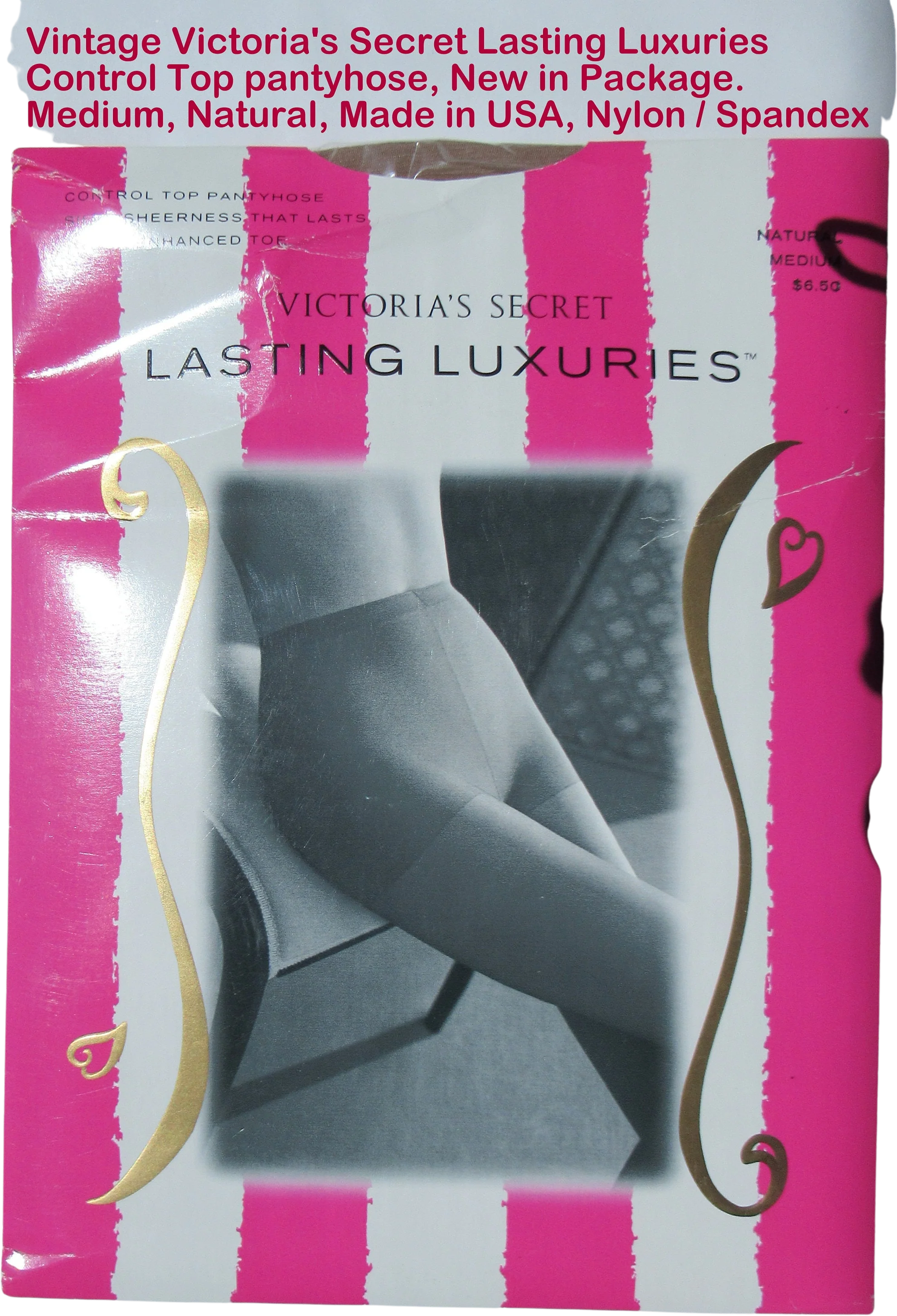 Control Top Panty Hose Victoria's Secret Lasting Luxuries Vintage New In Package Natural Beige Nylon Spandex by Victoria's Secret