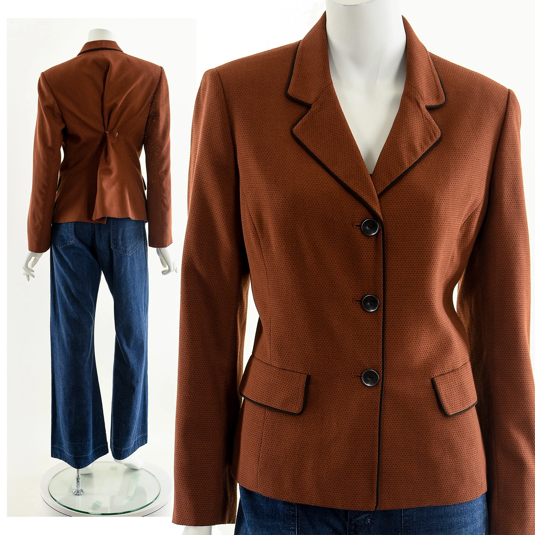 Copper Piped Blazer Suit Jacket - Image 3