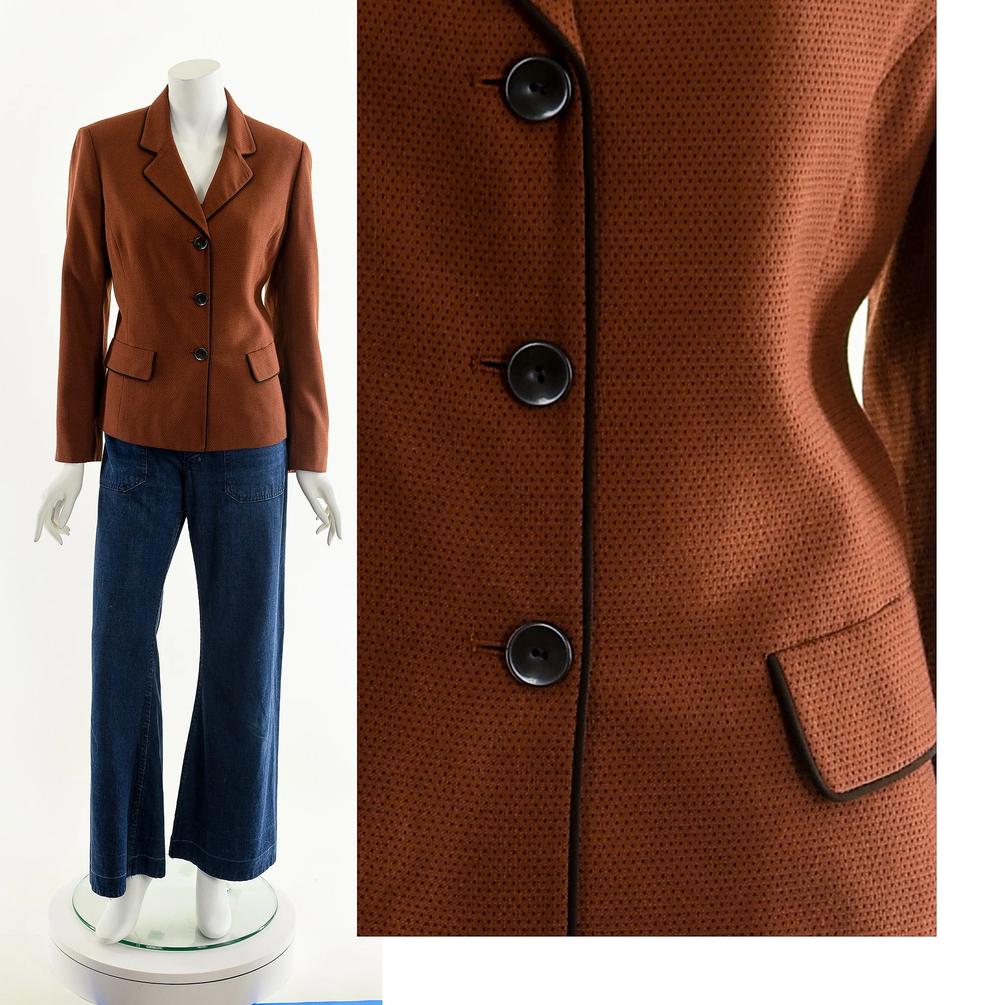 Copper Piped Blazer Suit Jacket - Image 4