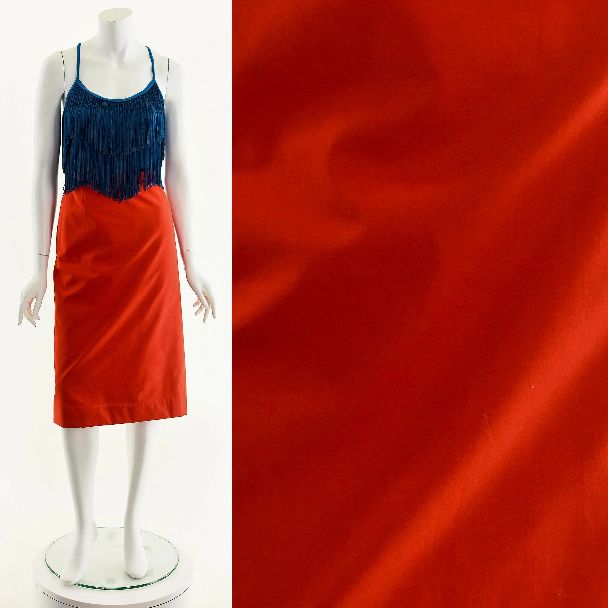 Coral Pencil Skirt Orange Red 80s - Image 2