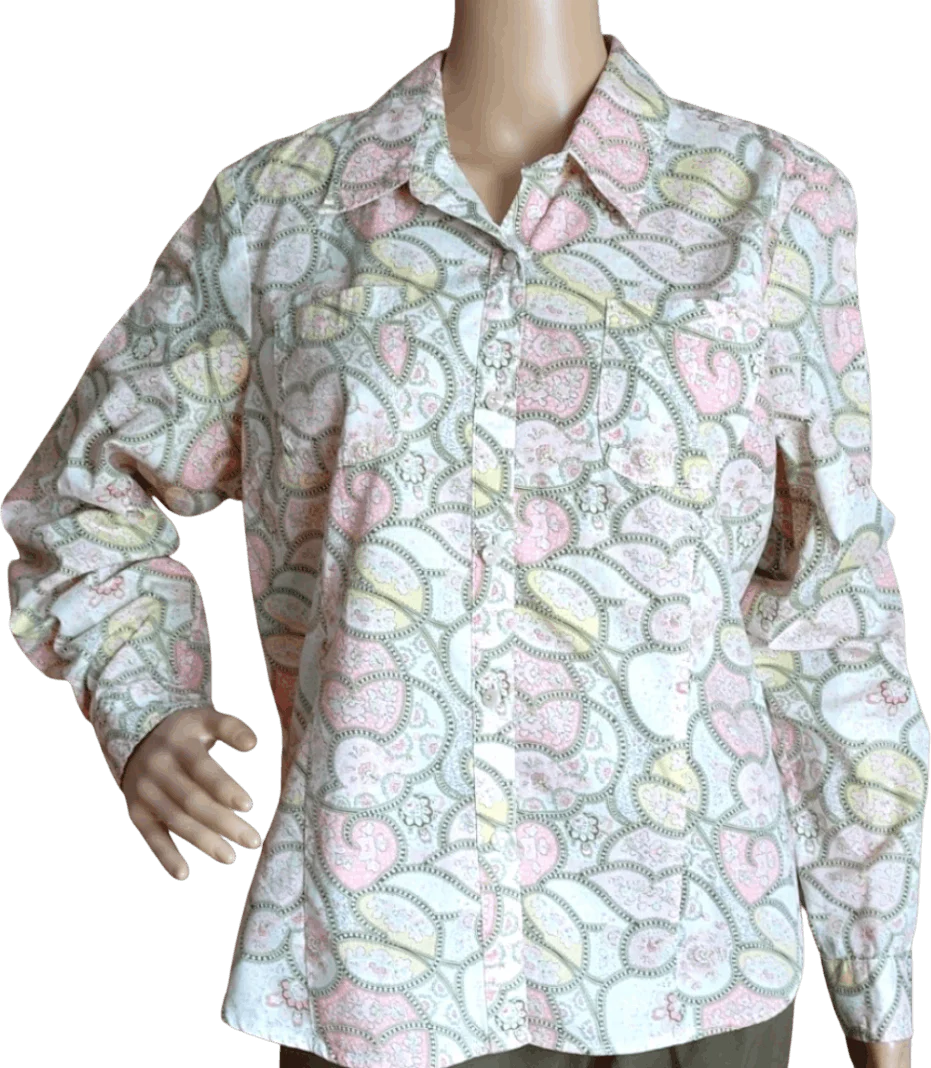 80's Pastel Art Deco Top by Crazy Horse By Liz Claiborne