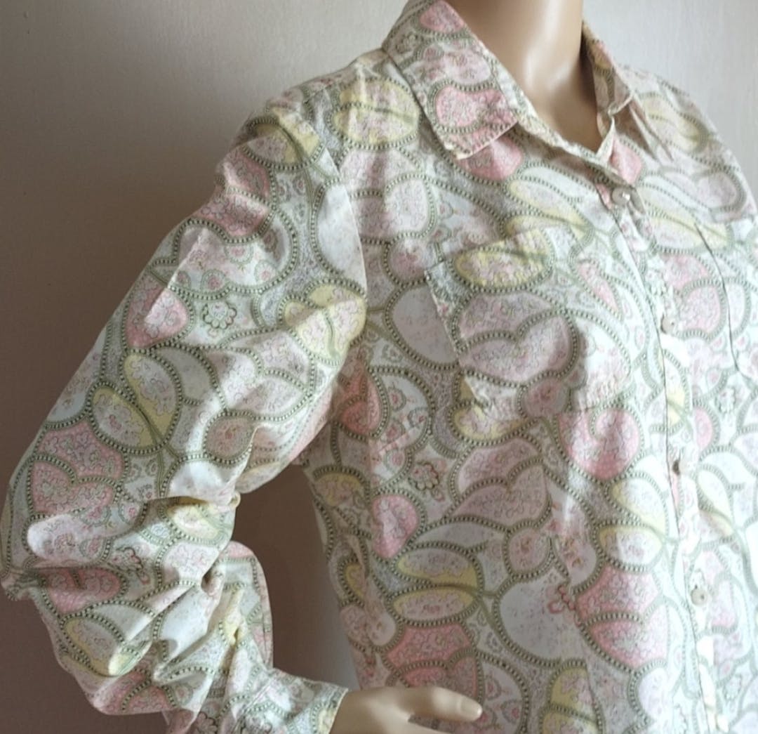 80's Pastel Art Deco Top by Crazy Horse By Liz Claiborne - Image 4
