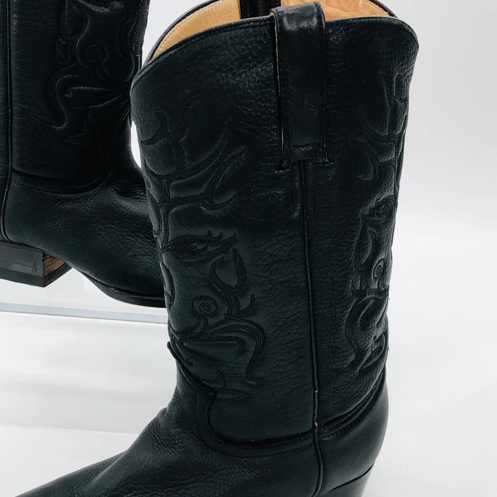 Cowboy Boots Black Leather Mens Us 5. 5 Mex 23. 5 Western Rodeo Pointed Toe by Cuadra - Image 4