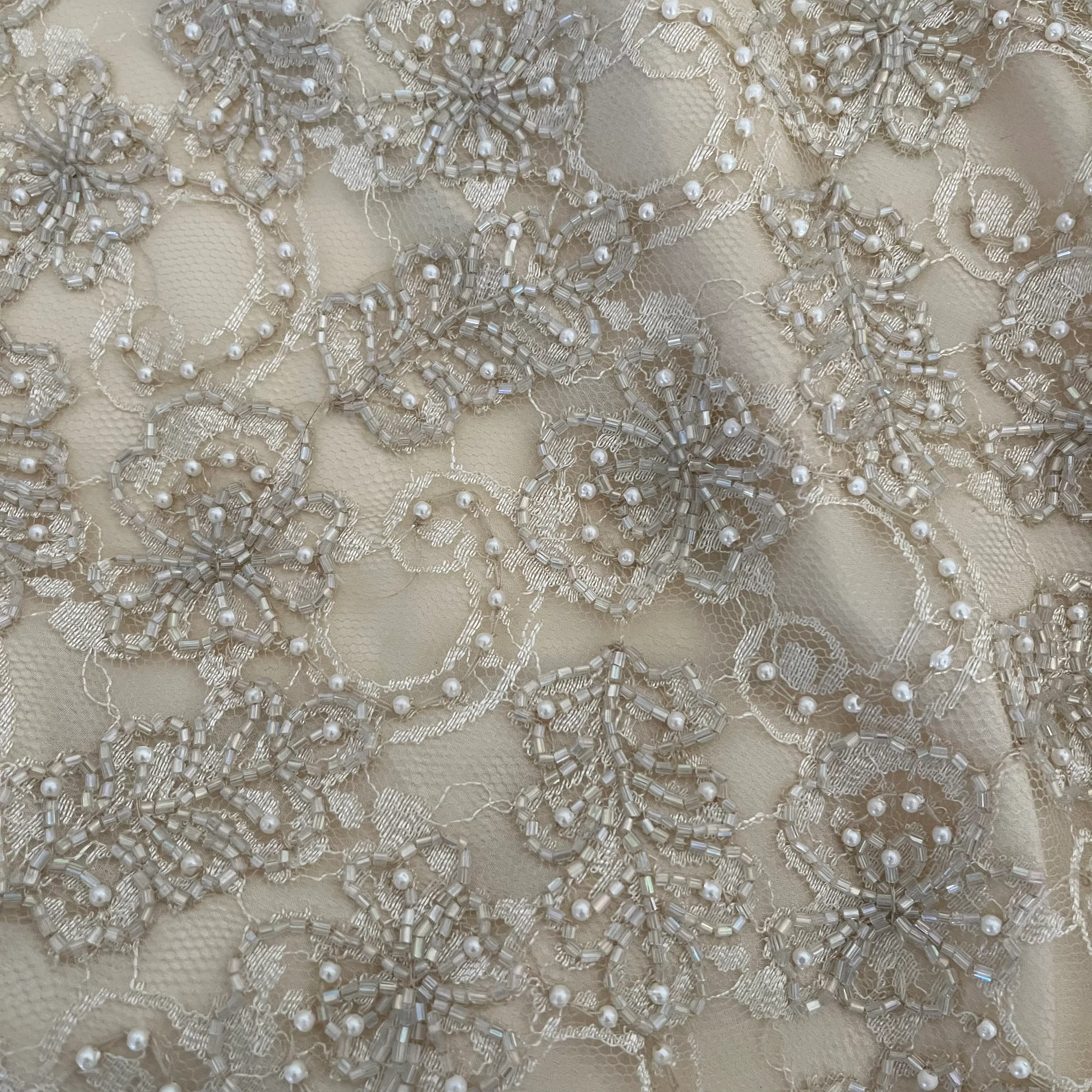 Cream Beaded Gown Spaghetti Straps Jacket 12-14 By Stenay - Image 8