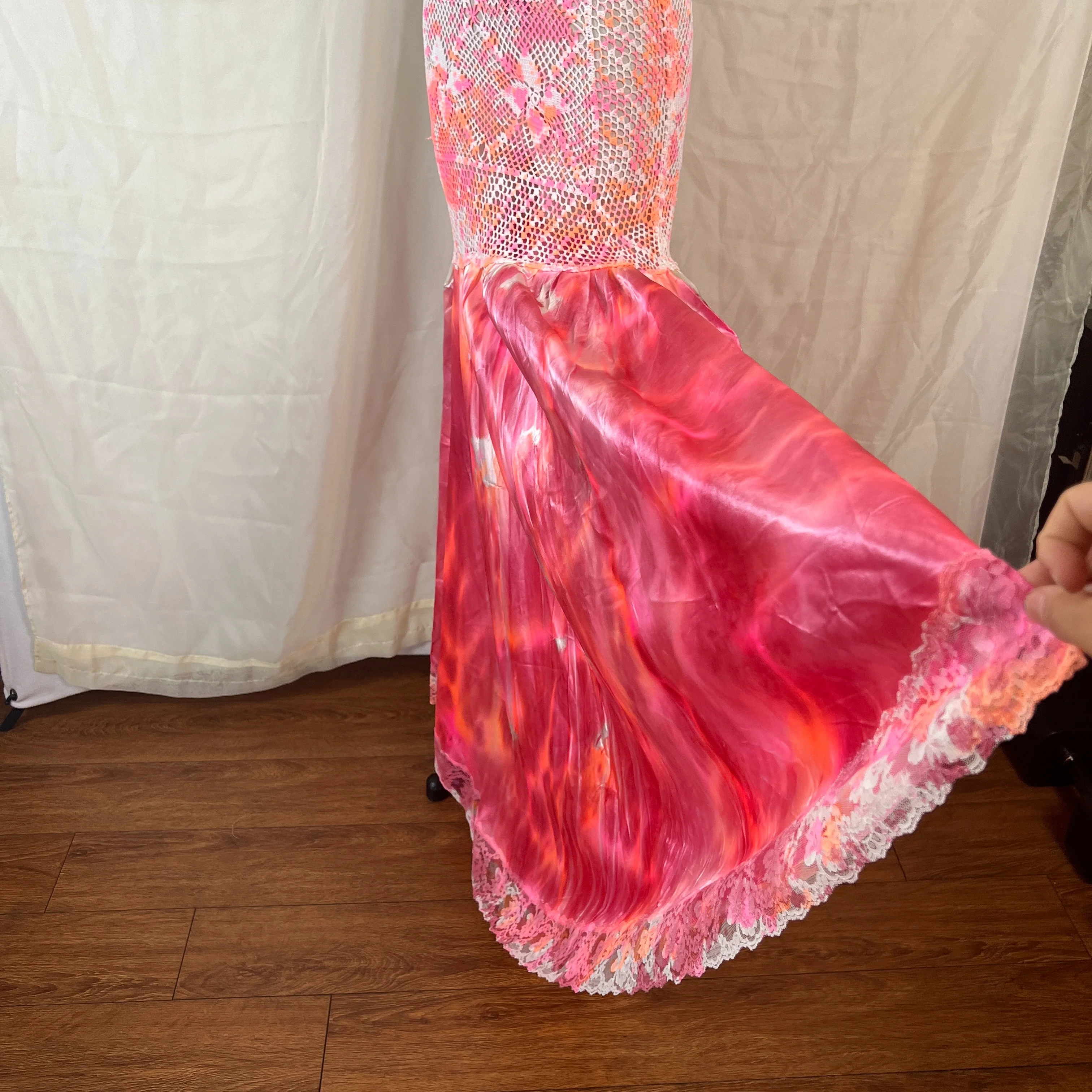 Crochet Mesh Tie Dye Maxi Dress/beach Cover Up - Image 10