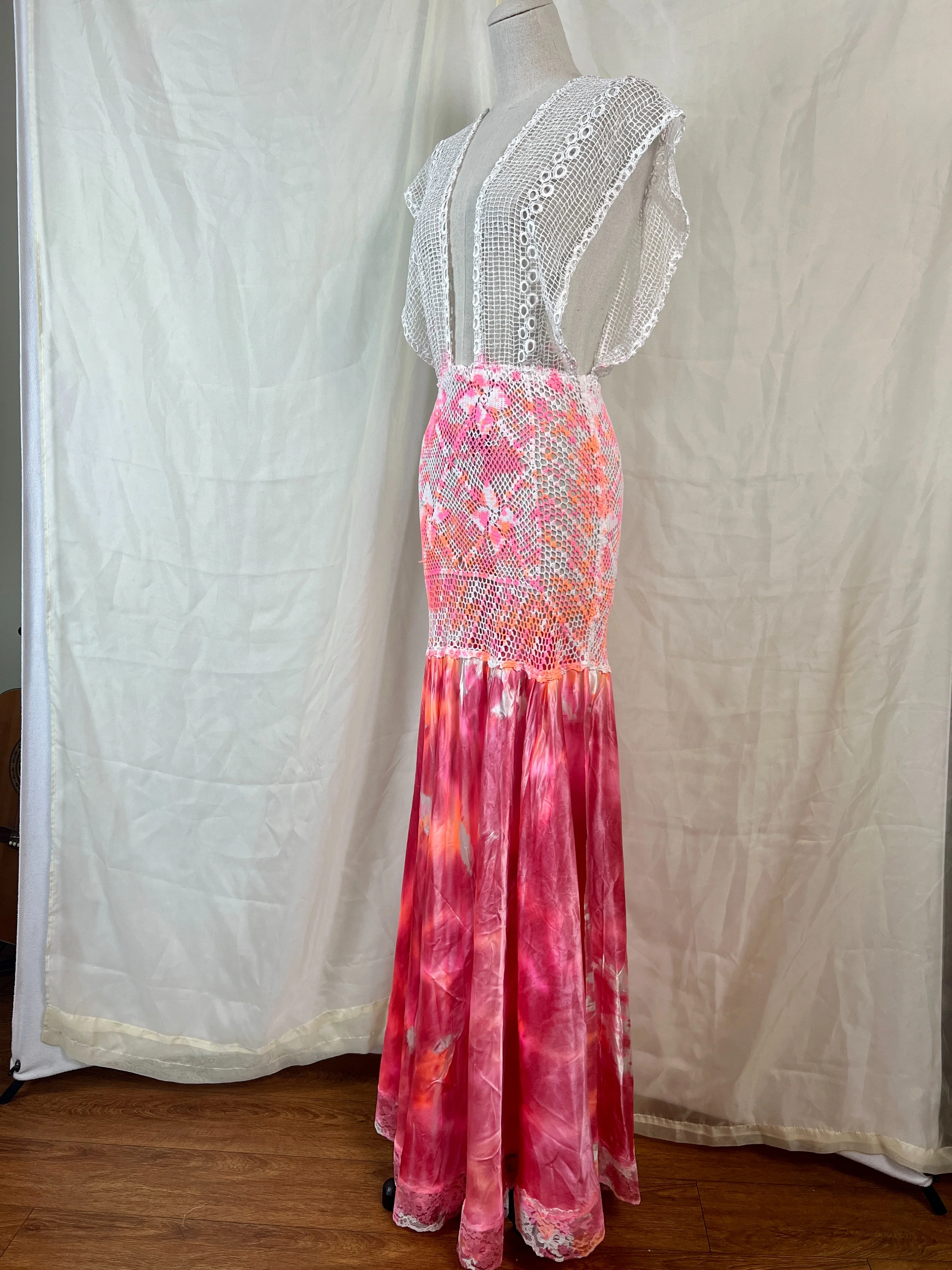 Crochet Mesh Tie Dye Maxi Dress/beach Cover Up - Image 5