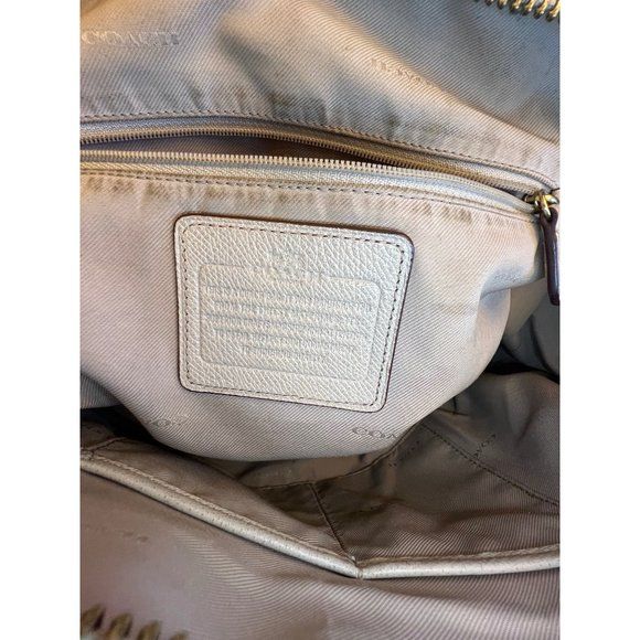 Crossgrain Leather Street Prince Satchel Top Handles Beige 14 In X 11 In by Coach - Image 13