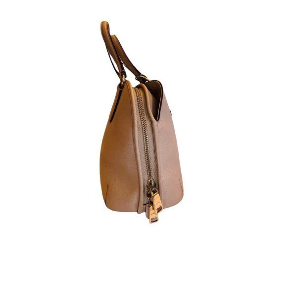Crossgrain Leather Street Prince Satchel Top Handles Beige 14 In X 11 In by Coach - Image 3