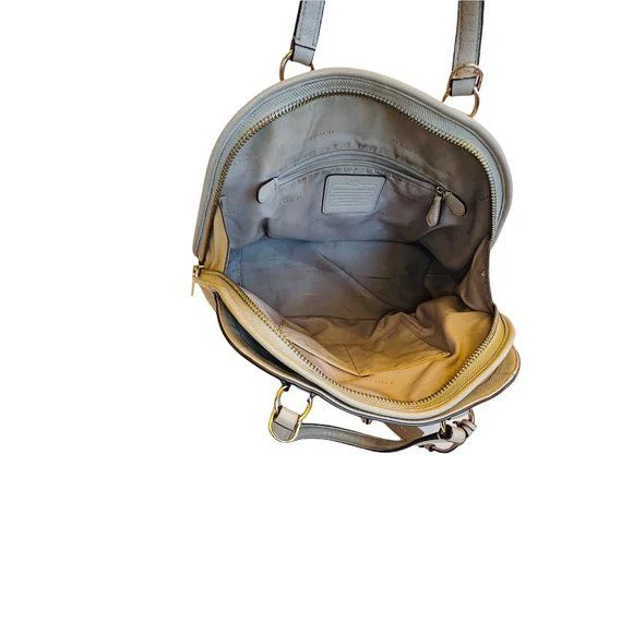 Crossgrain Leather Street Prince Satchel Top Handles Beige 14 In X 11 In by Coach - Image 9
