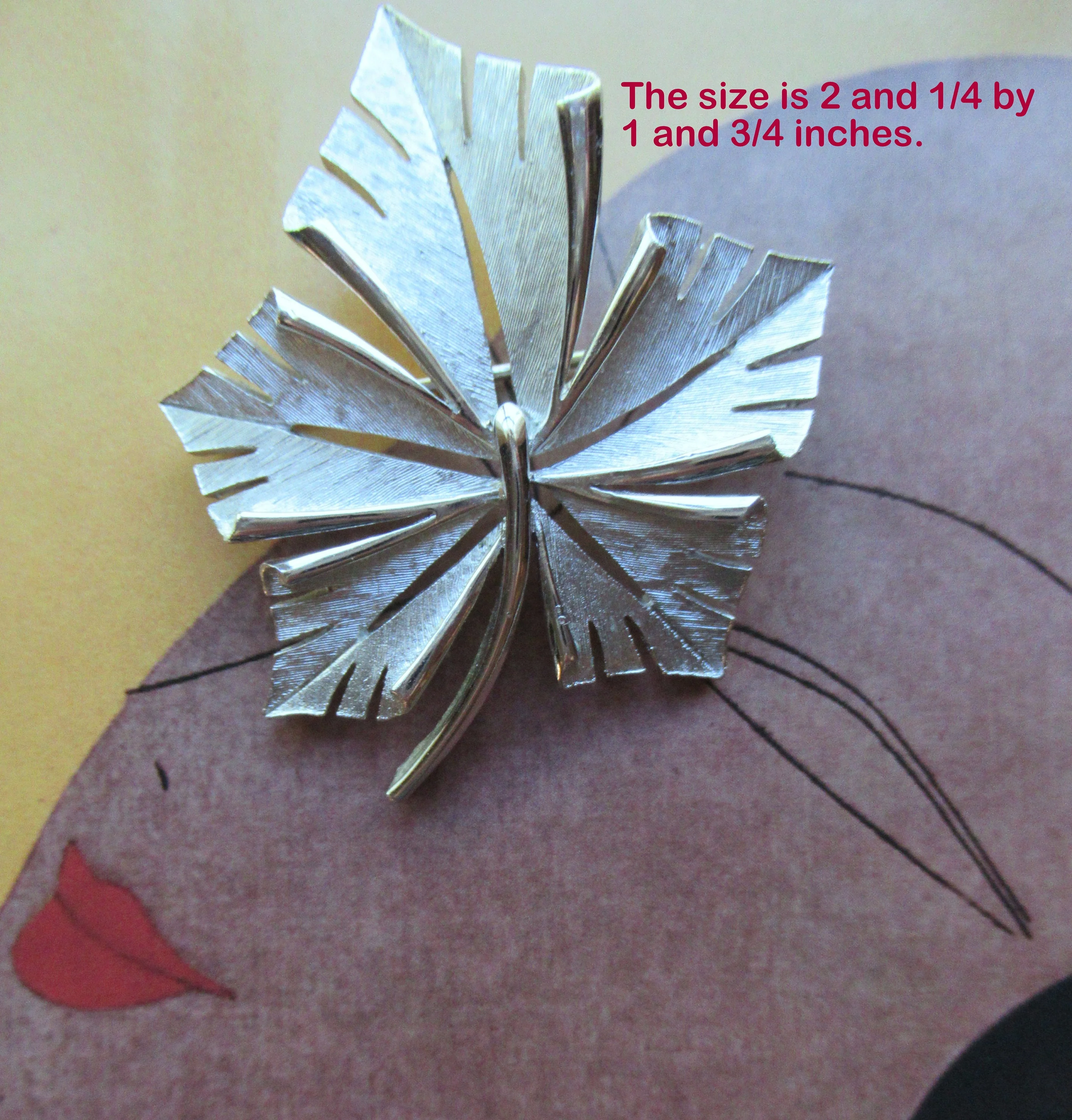 Crown Trifari Brooch Silver Tone Metal Leaf On a Stem, Lovely Designer Details, Classic Chic Style From The Sophisticated Early 60s, Vtg - Image 6
