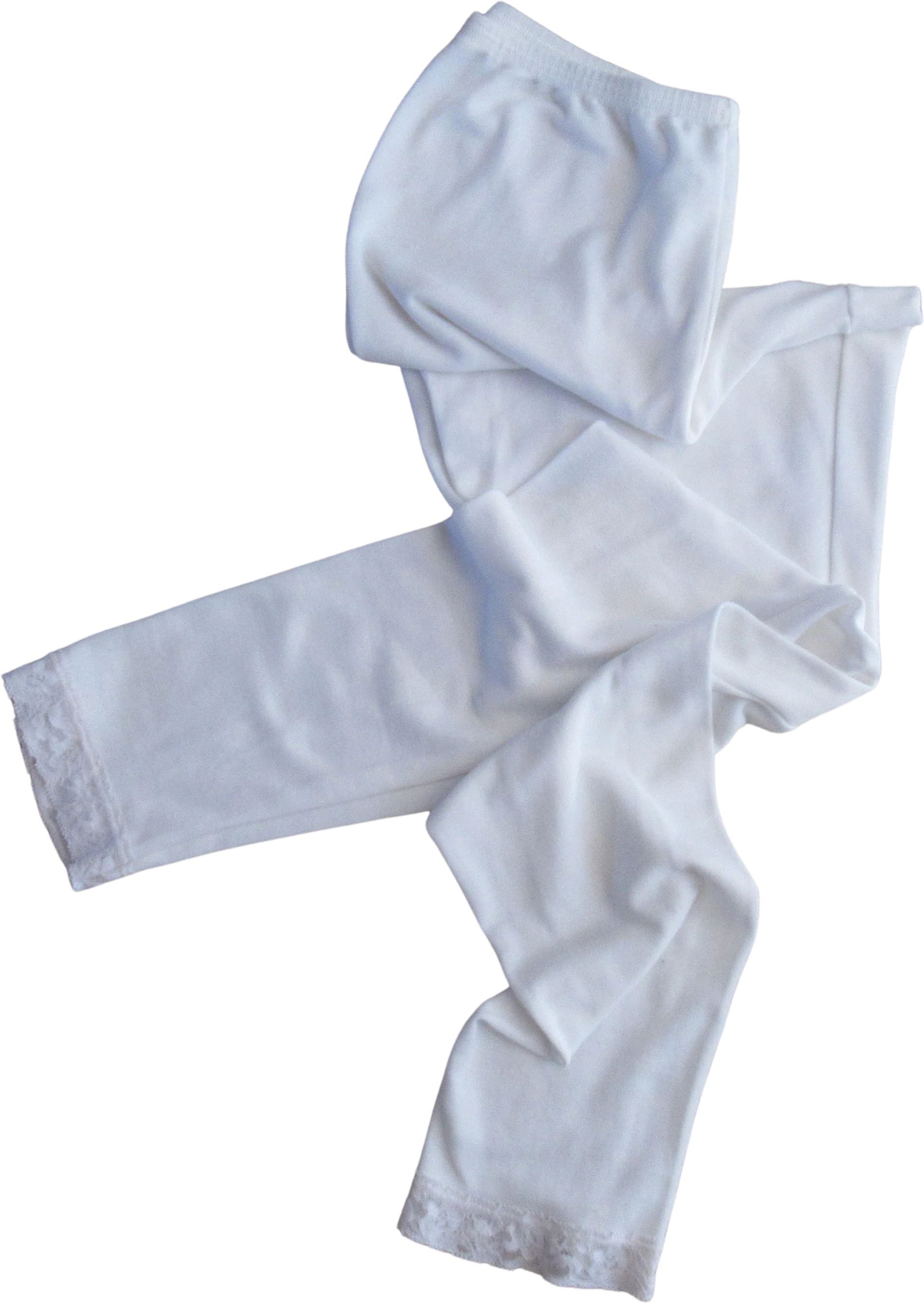 Cuddl Duds Small Pants All White Full Length with Lace Trimcuffs Cotton and Nylon Vintage Perfect for Cooler Weather by Cuddl Duds