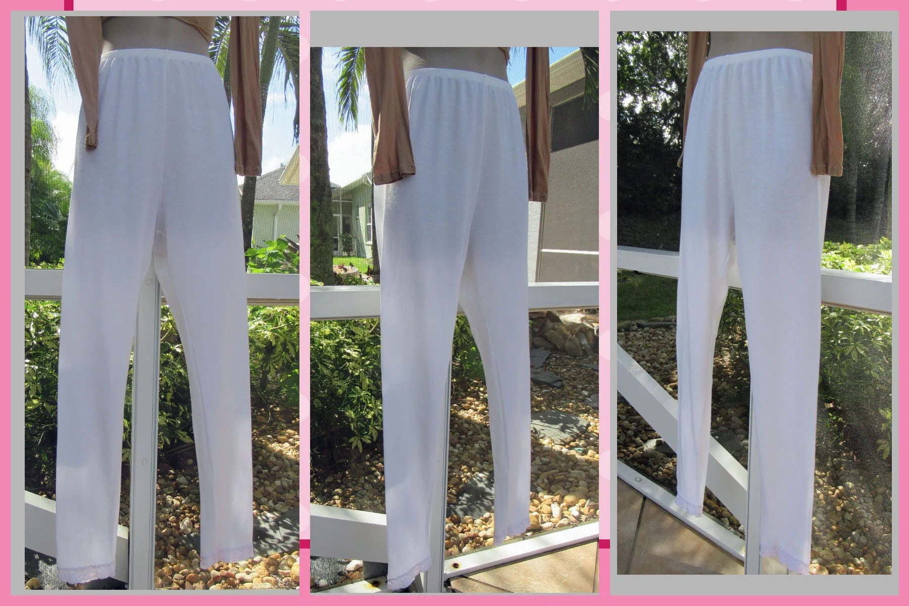 Cuddl Duds Small Pants All White Full Length with Lace Trimcuffs Cotton and Nylon Vintage Perfect for Cooler Weather by Cuddl Duds - Image 5