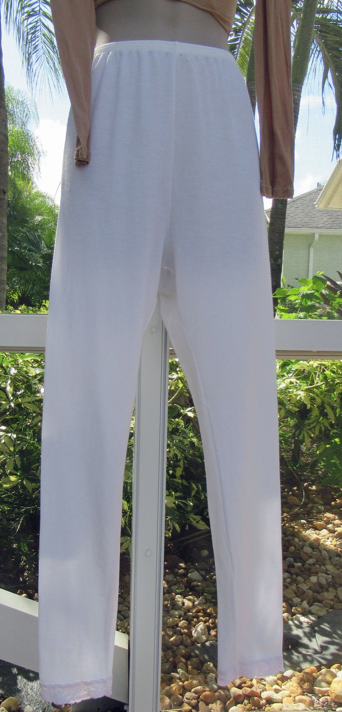 Cuddl Duds Small Pants All White Full Length with Lace Trimcuffs Cotton and Nylon Vintage Perfect for Cooler Weather by Cuddl Duds - Image 7