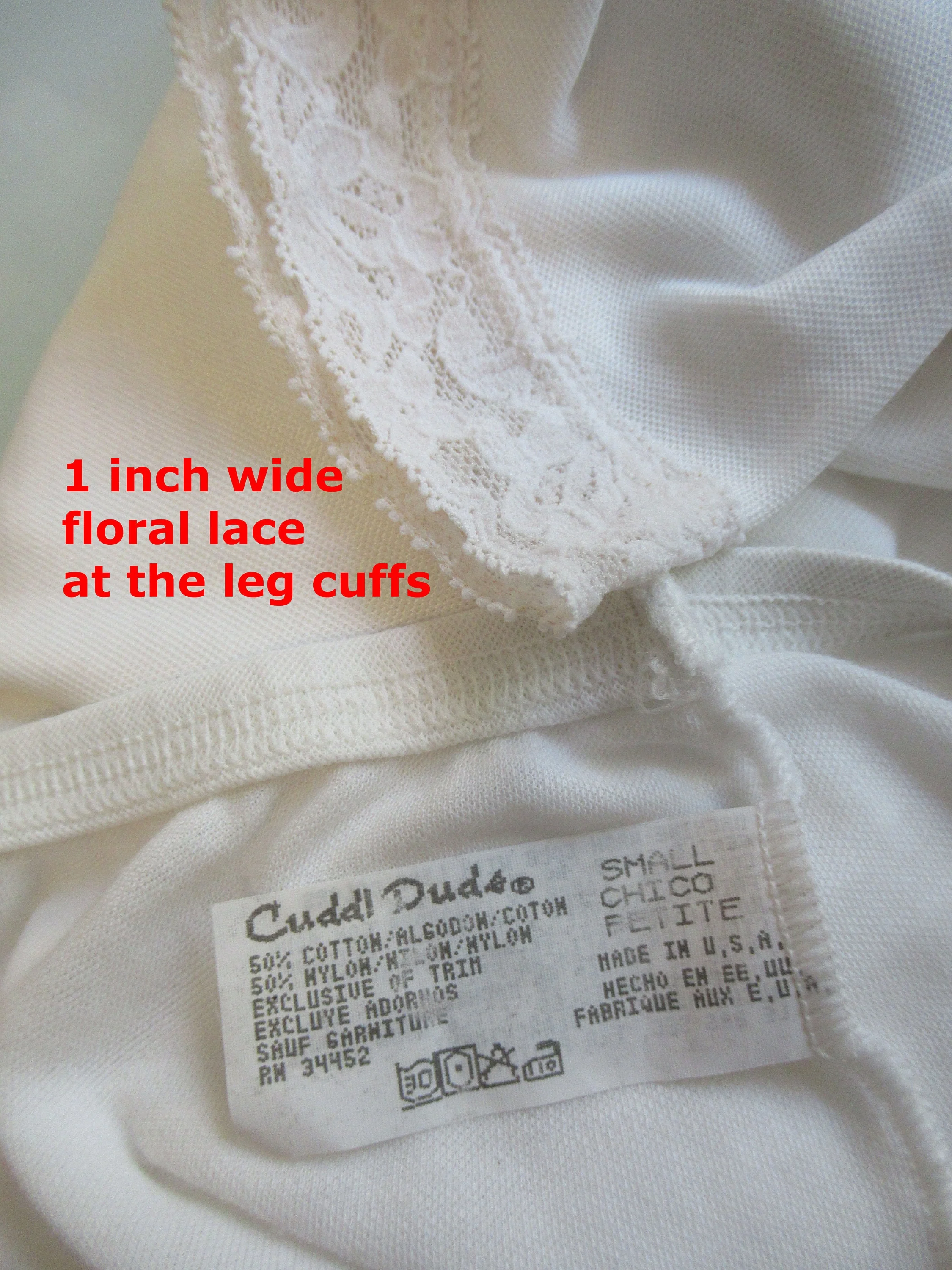 Cuddl Duds Small Pants All White Full Length with Lace Trimcuffs Cotton and Nylon Vintage Perfect for Cooler Weather by Cuddl Duds - Image 9