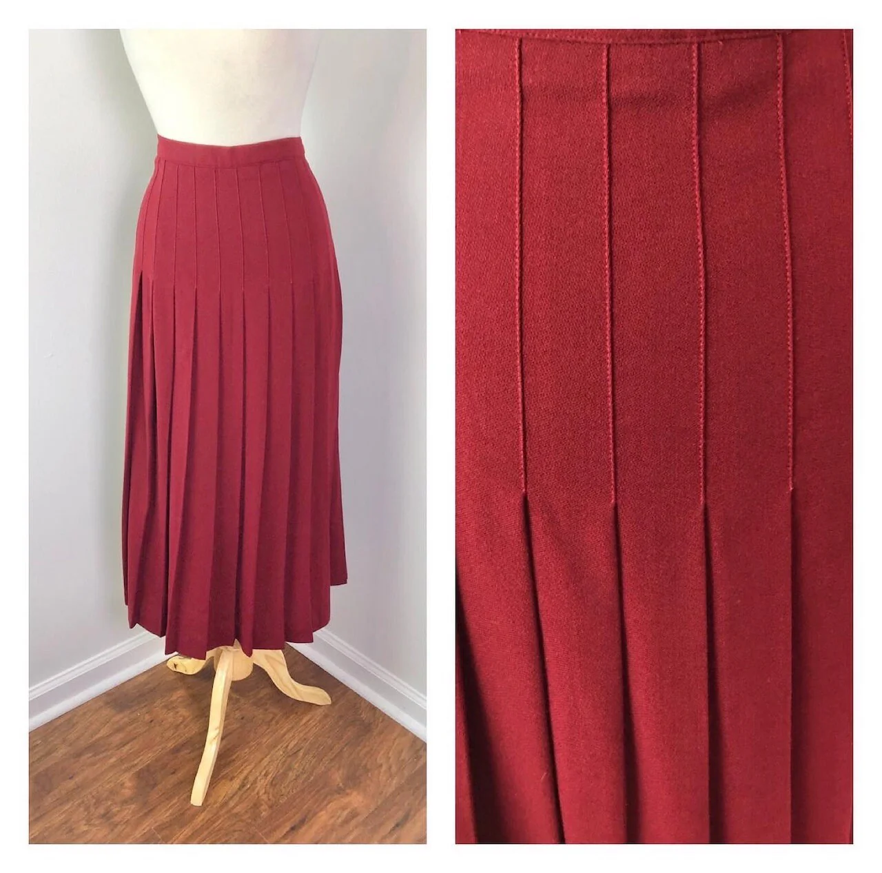 Curvy 90s Pleated Burgundy Skirt “the Folio Collection” by Saks Fifth Ave - Image 3