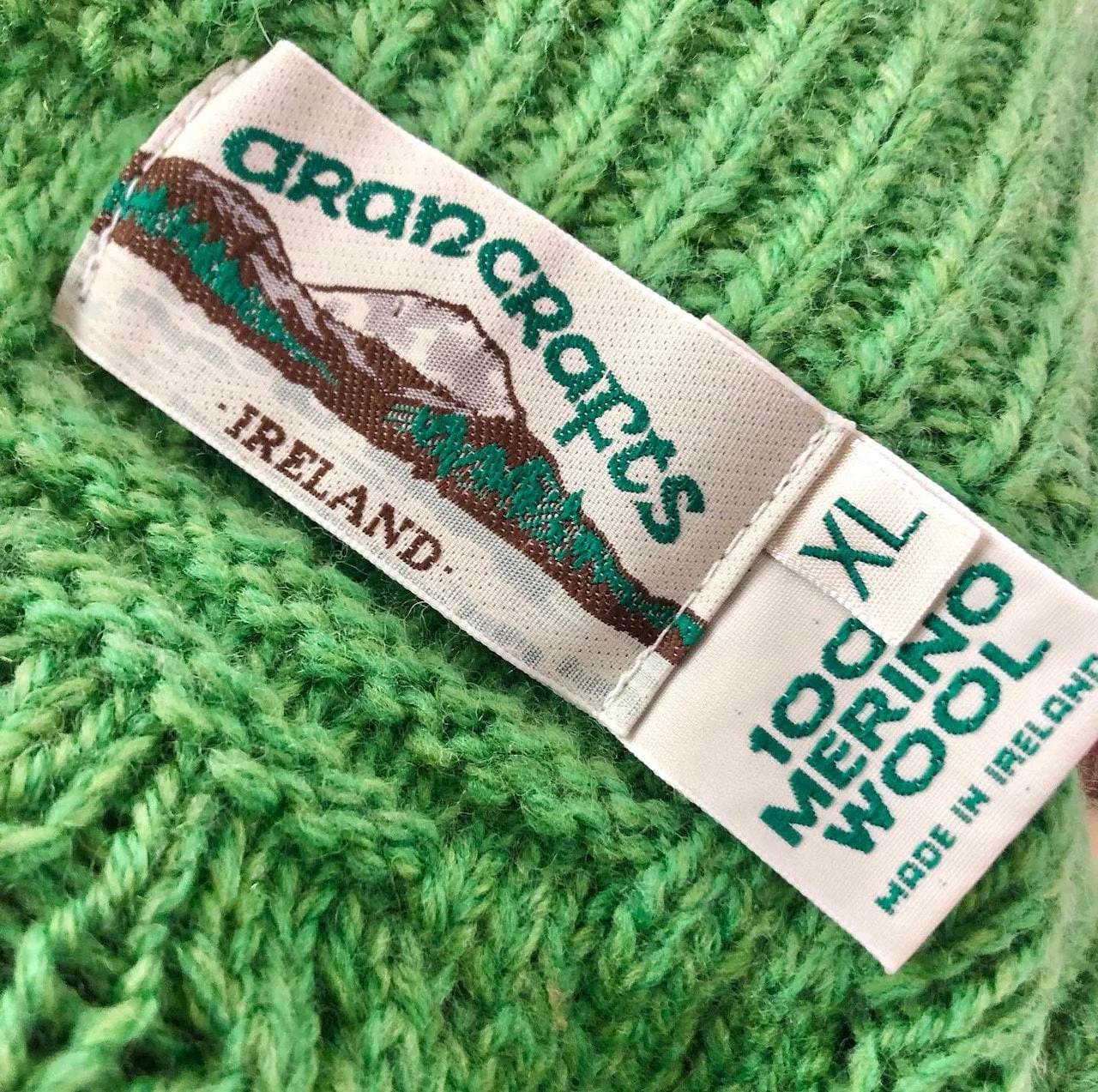 Curvy Xl Green Merino Wool Zip Up Sweater Jacket by Arancraft - Image 9