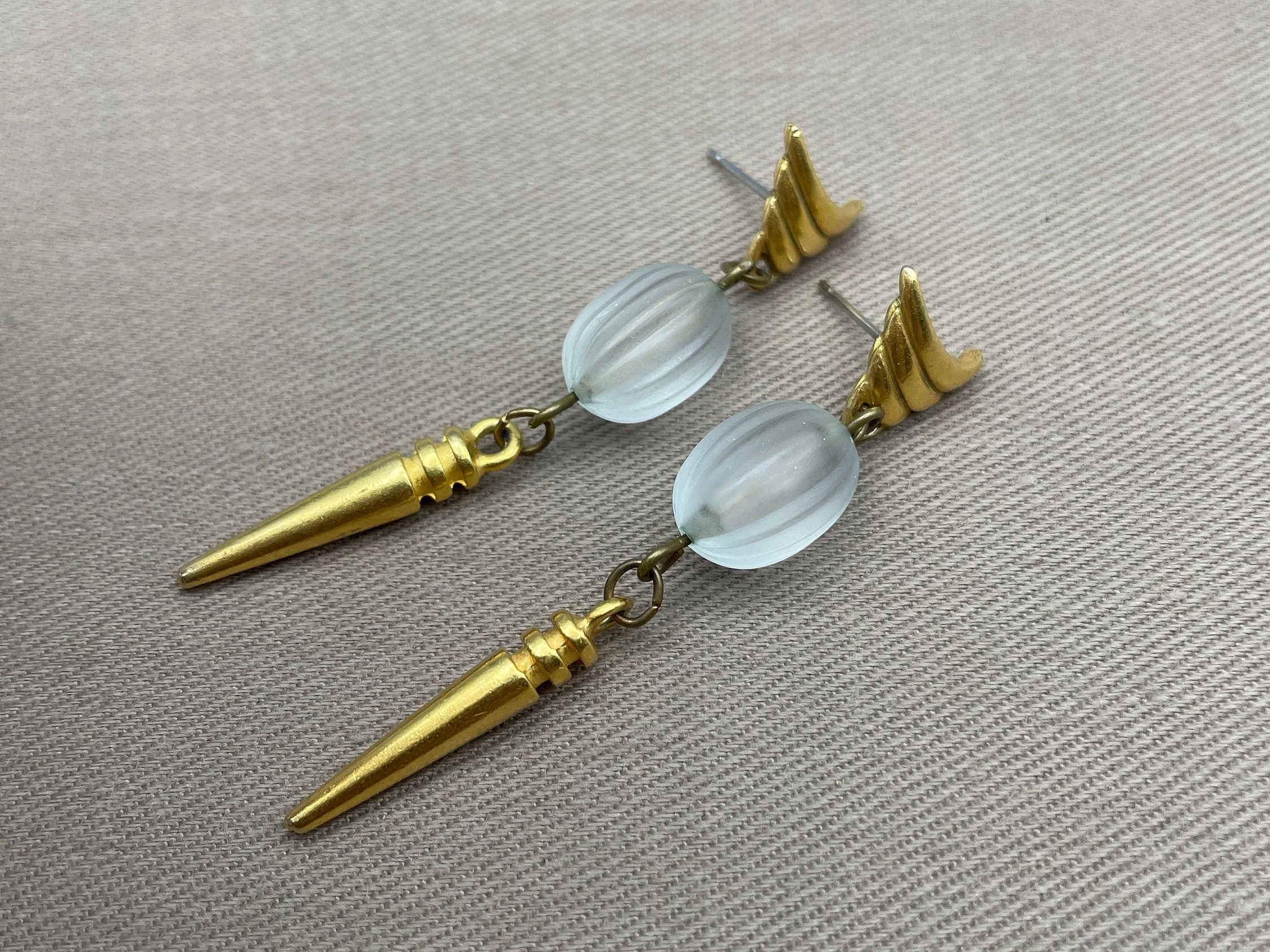 Dainty Etruscan Dangle Dagger Statement Earrings for Pierced Ears - Image 3