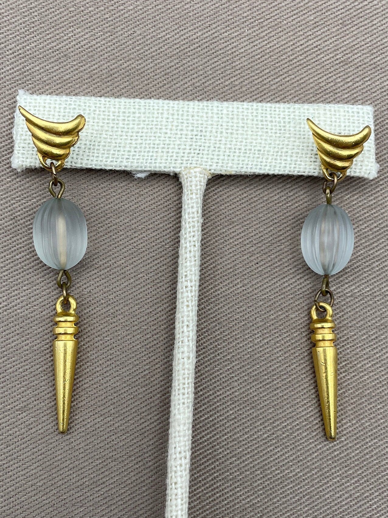 Dainty Etruscan Dangle Dagger Statement Earrings for Pierced Ears - Image 5