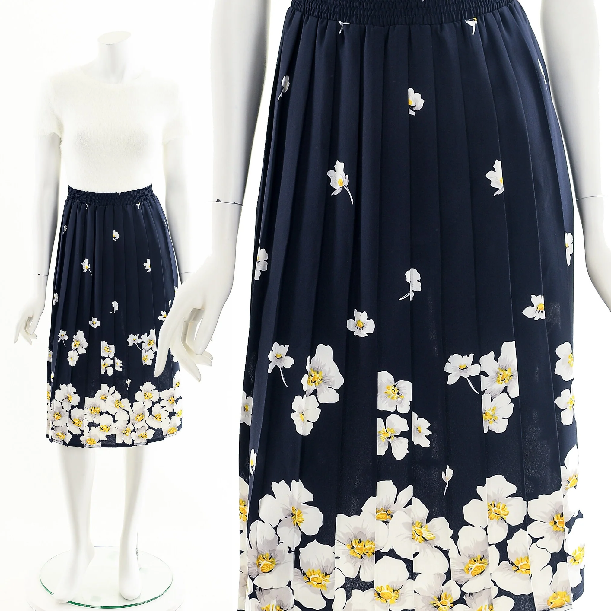 Daisy Printed Pleated Midi Skirt - Image 3