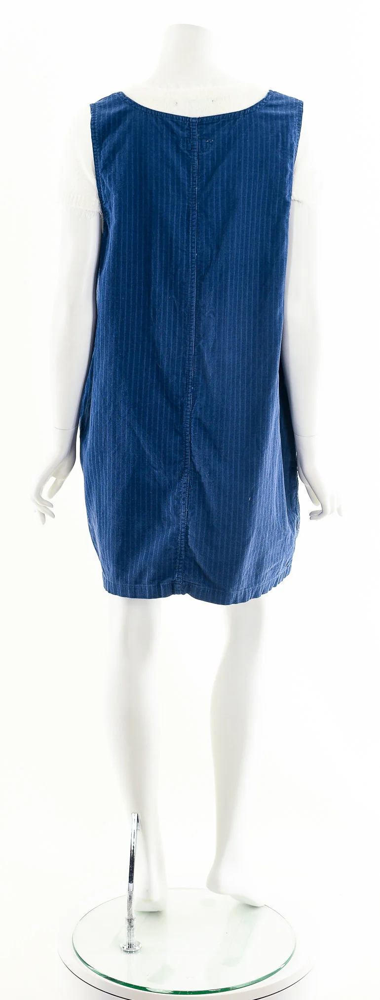Dark Blue Corduroy Minimalist Jumper Dress - Image 7
