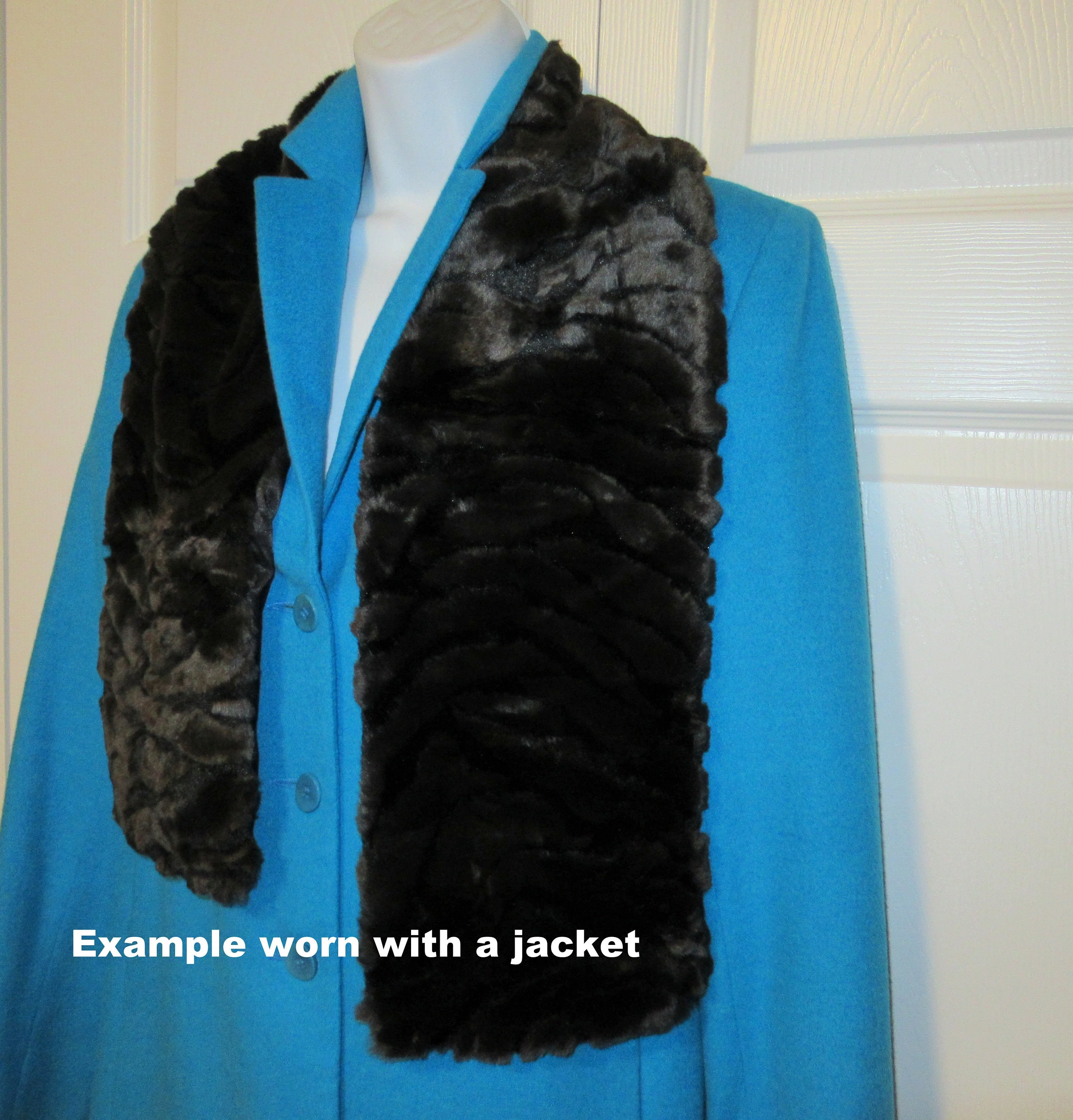 Dark Brown Faux Fur Scarf Or Collar Accents Label Made In Korea Lined Well Made Versatile Chic Vintage - Image 9