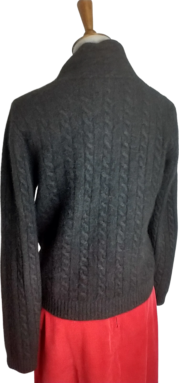 Dark Charcoal Cashmere Cable Sweater By Lauren - Image 2