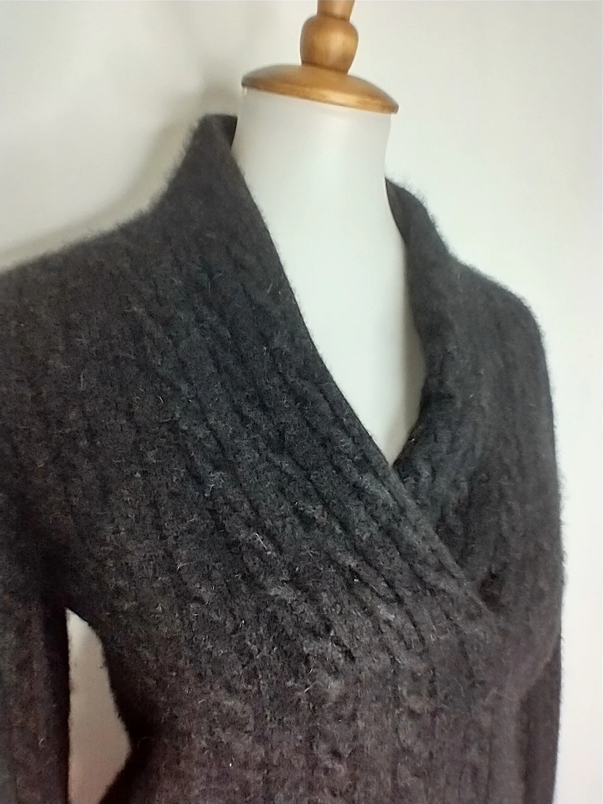 Dark Charcoal Cashmere Cable Sweater By Lauren - Image 5