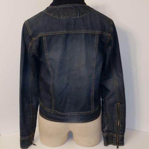 Dark Wash Denim Zip Up Bomber Jacket by Rip Curl - Image 2