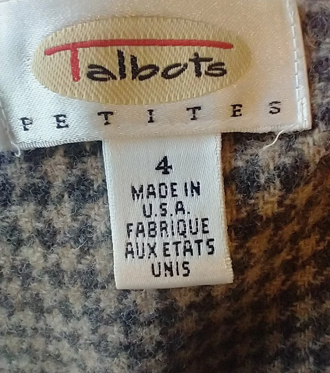 Darling Houndstooth Vintage Wool Jumper Tan and Gray Buttons Up Front Lined Women's Size Small by Talbots - Image 10