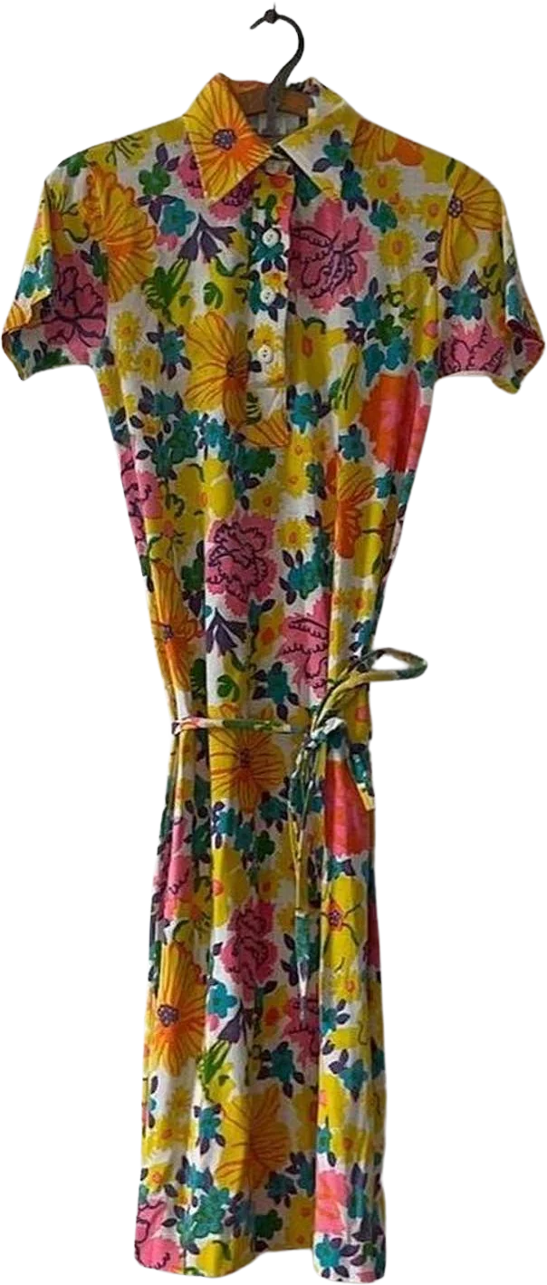 Darling Vintage 70s Lilly Pulitzer Sportswear Floral Collared Shirt Dress by Lilly Pulitzer