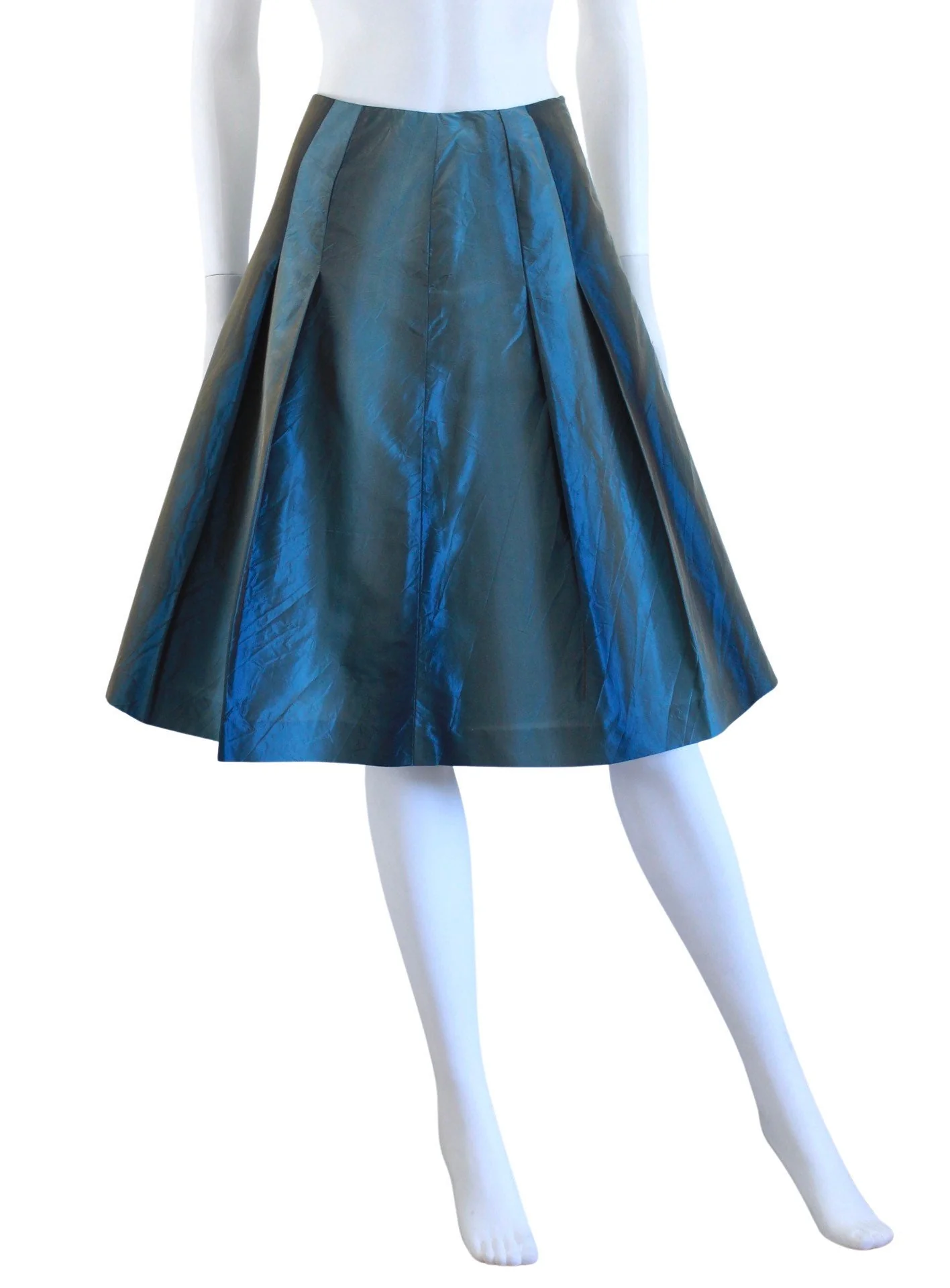 Deadstock 90s Teal Sharkskin Taffeta Skirt Size Small by Talbots - Image 5