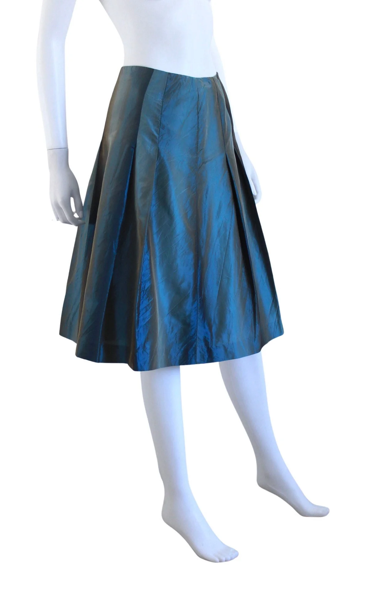 Deadstock 90s Teal Sharkskin Taffeta Skirt Size Small by Talbots - Image 6
