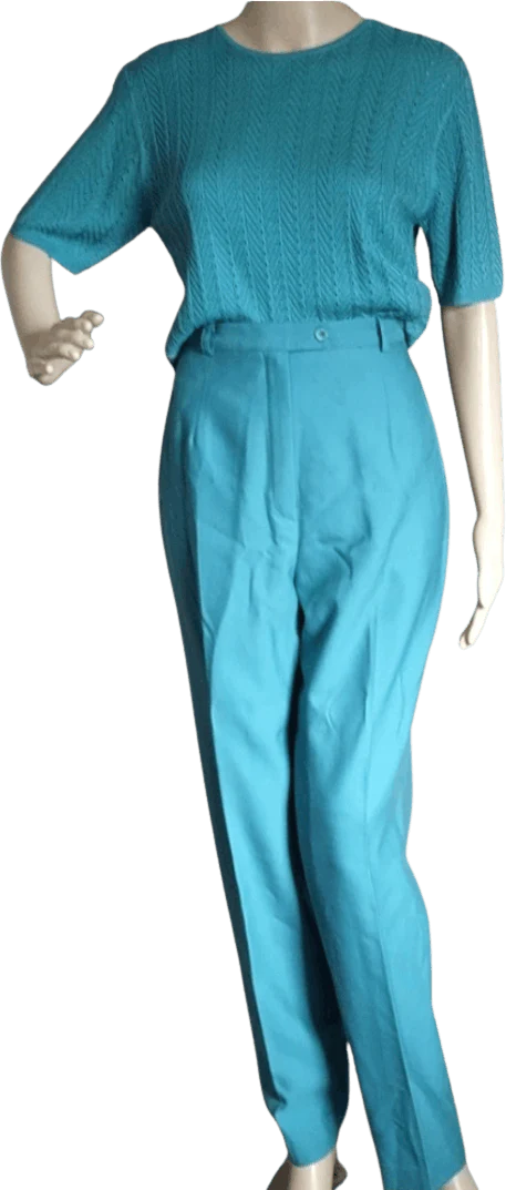 80's Deadstock Teal Top and Slacks Set by Austin Reed