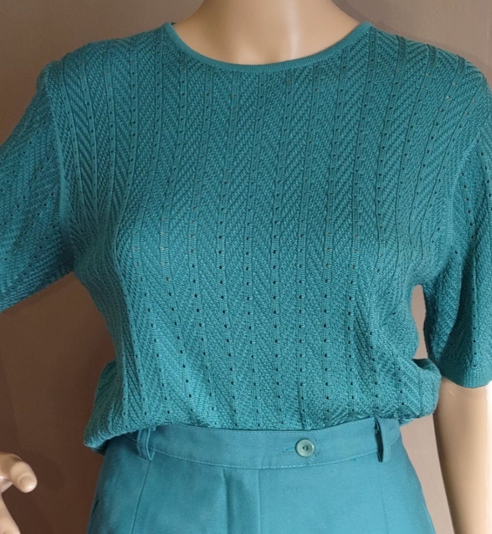 80's Deadstock Teal Top and Slacks Set by Austin Reed - Image 3
