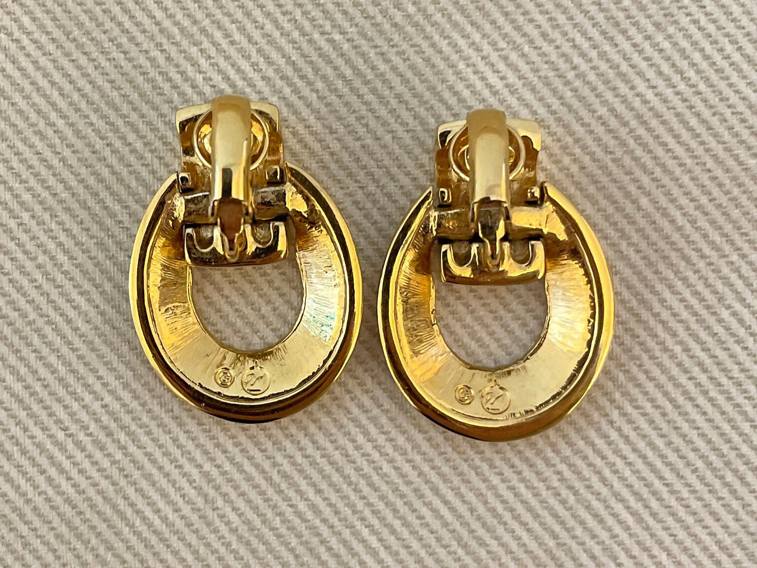 Deco Petite Signed Doorknocker Clip On Statement Earrings by Swarovski - Image 3