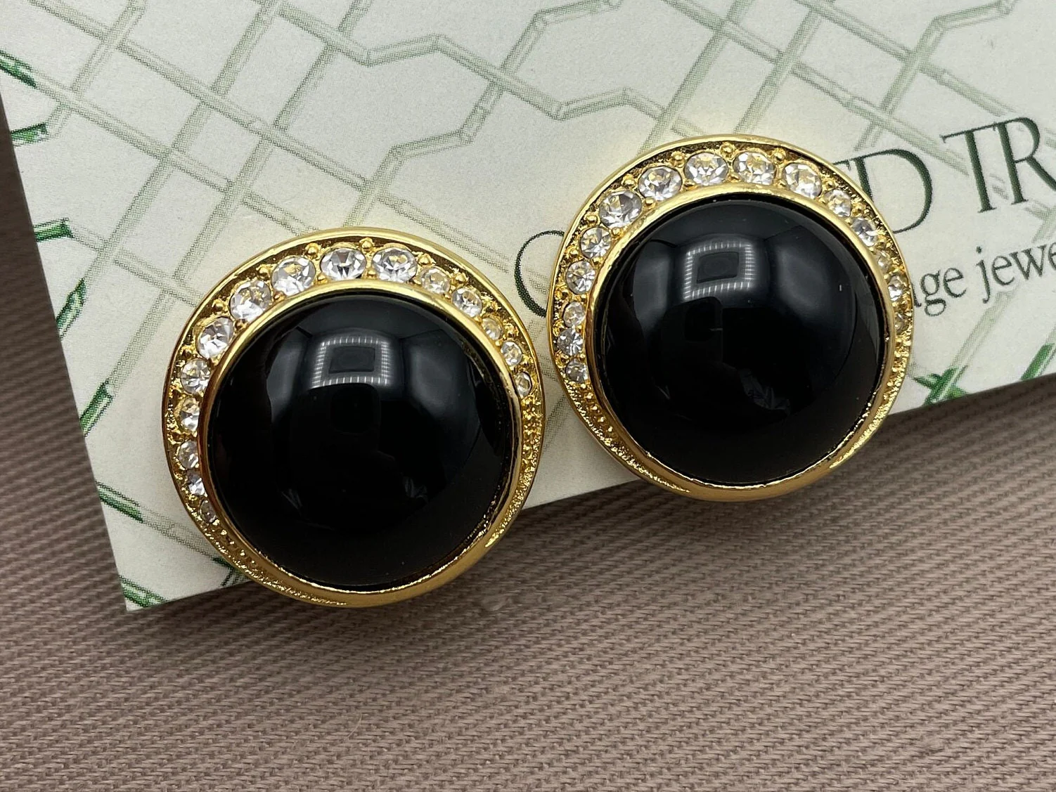 Deco Signed Dior Faux Onyx Clip On Statement Earrings by Dior - Image 7